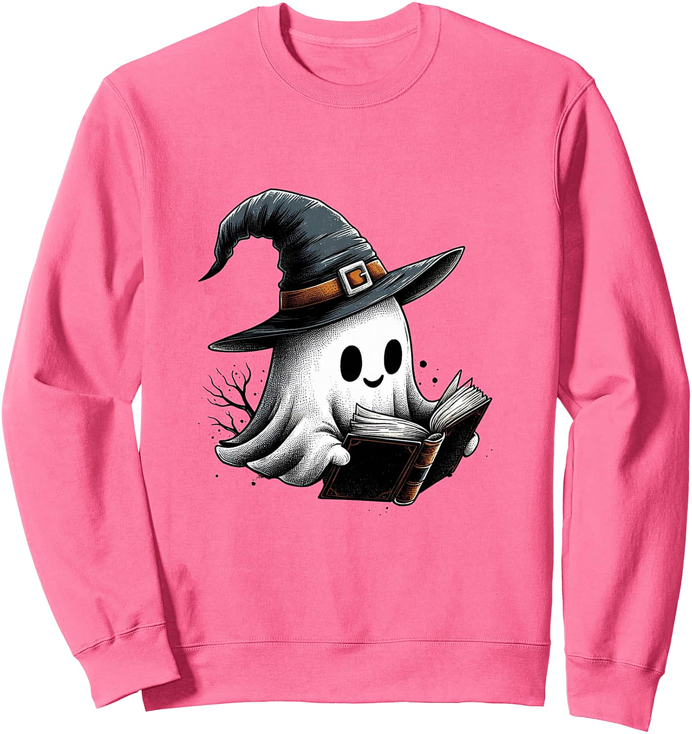 Cute Reading Ghost Witch Hat Spooky Book Lover Sweatshirt