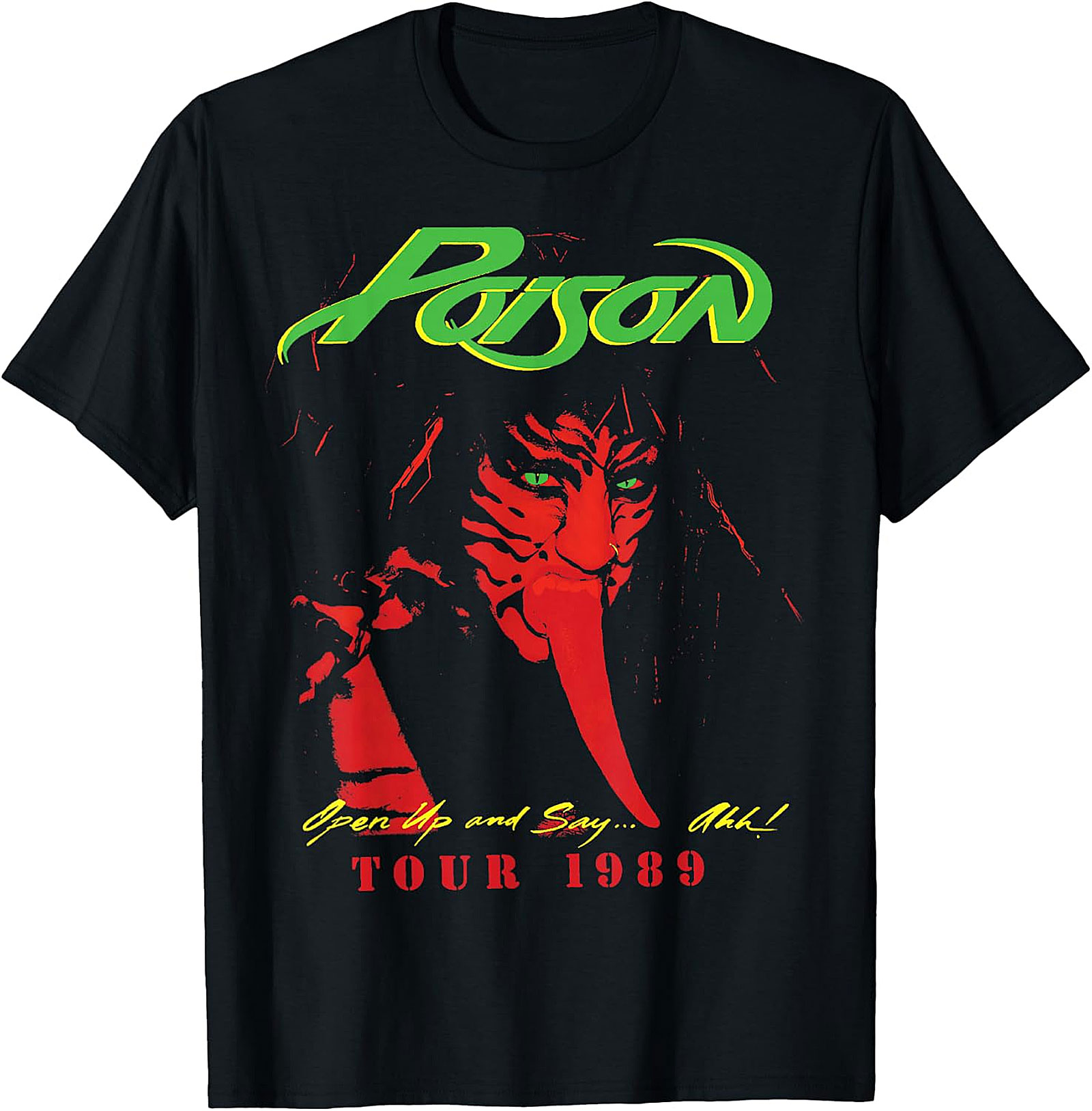 Poison "Open Up and Say... Ahh!" 1989 Tour Black T-Shirt