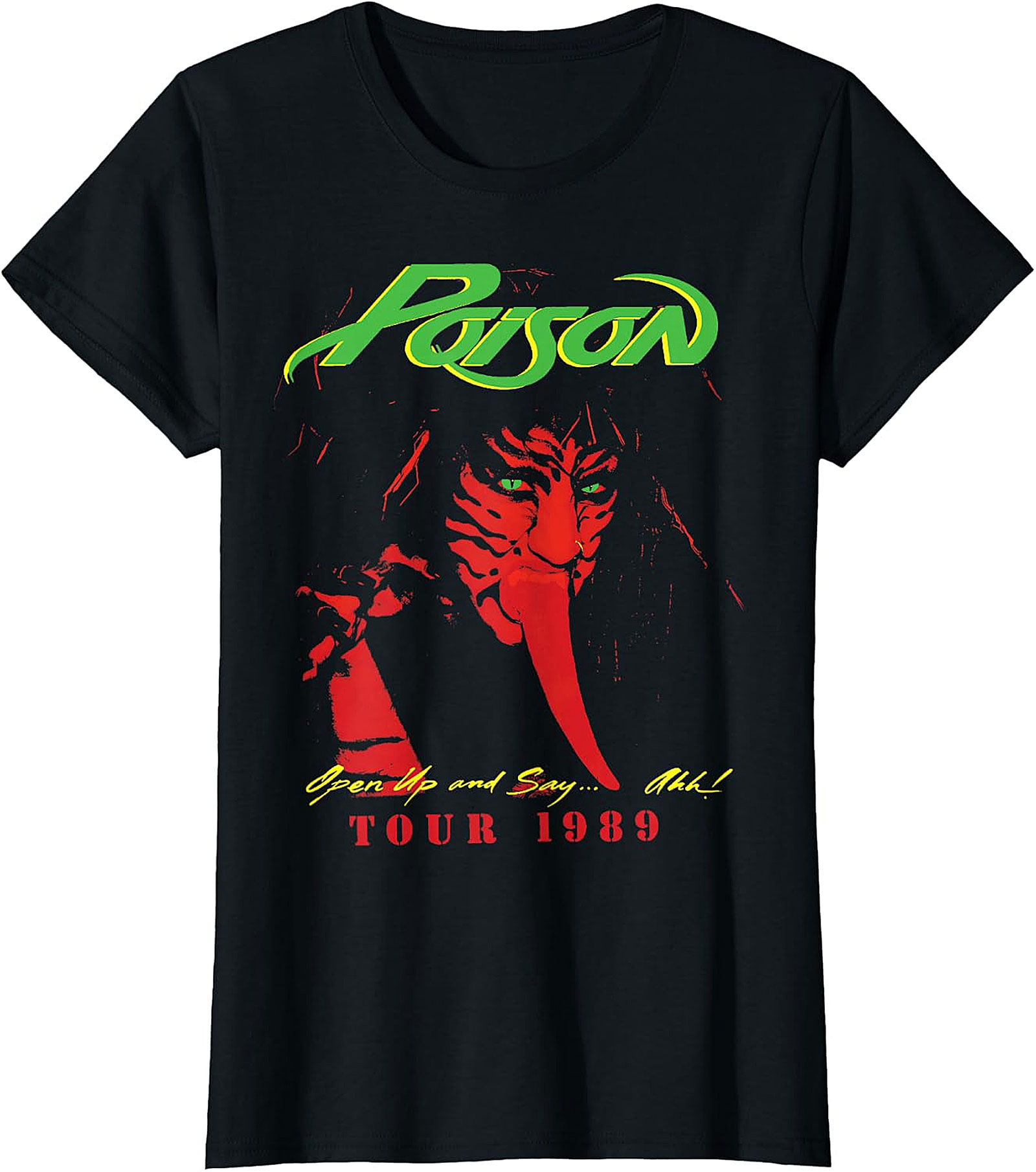 Poison "Open Up and Say... Ahh!" 1989 Tour Black T-Shirt