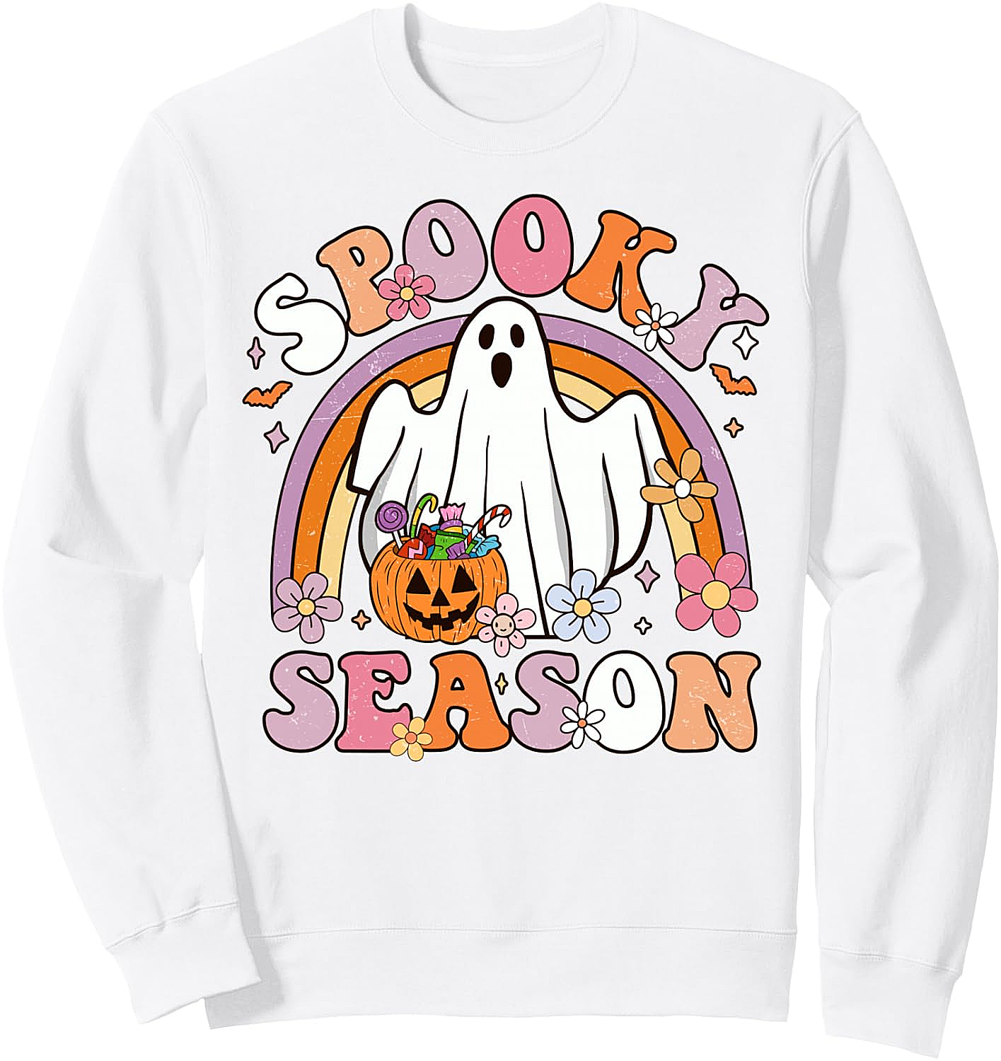 Spooky Season Ghost Pumpkin Vintage Flowers Sweatshirt