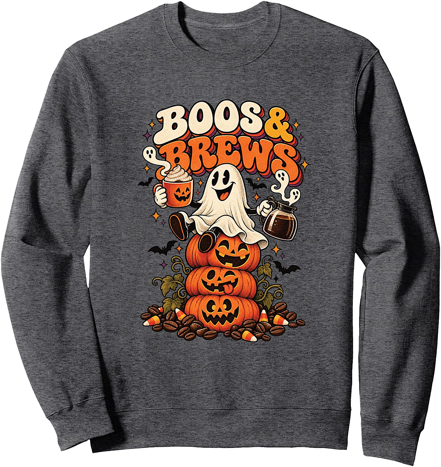 Boos & Brews Halloween Barista Coffee Sweatshirt Cozy