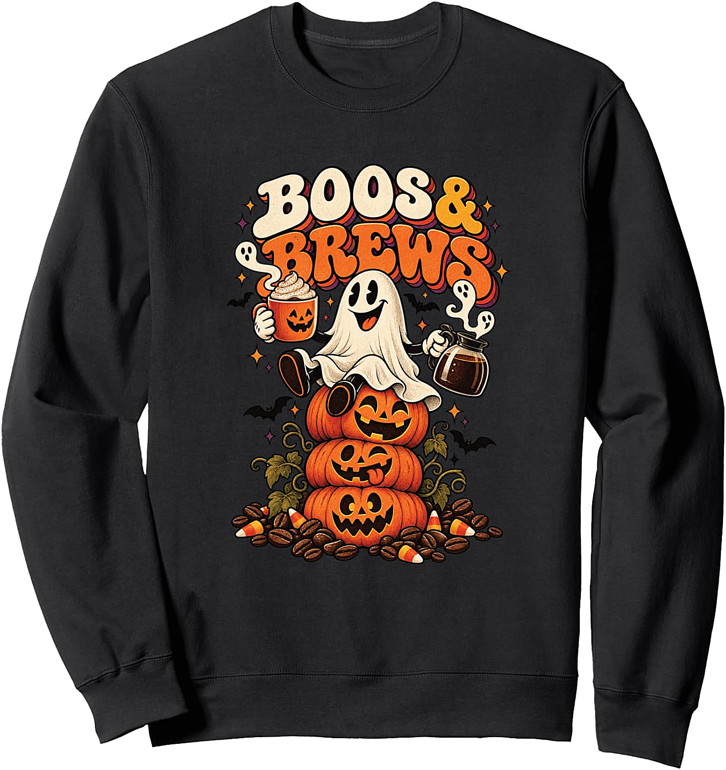Boos & Brews Halloween Barista Coffee Sweatshirt Cozy