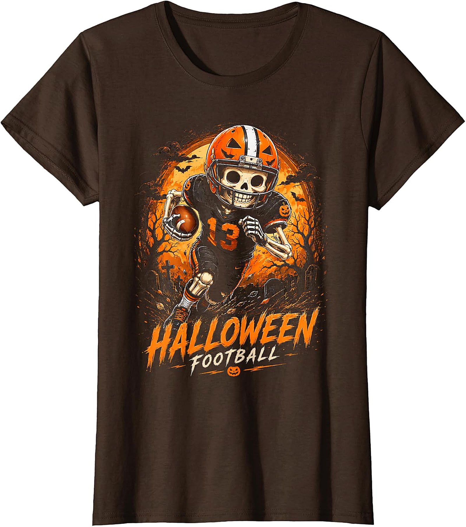  Halloween Football Skeleton Player T-Shirt | Spooky Game Day Tee