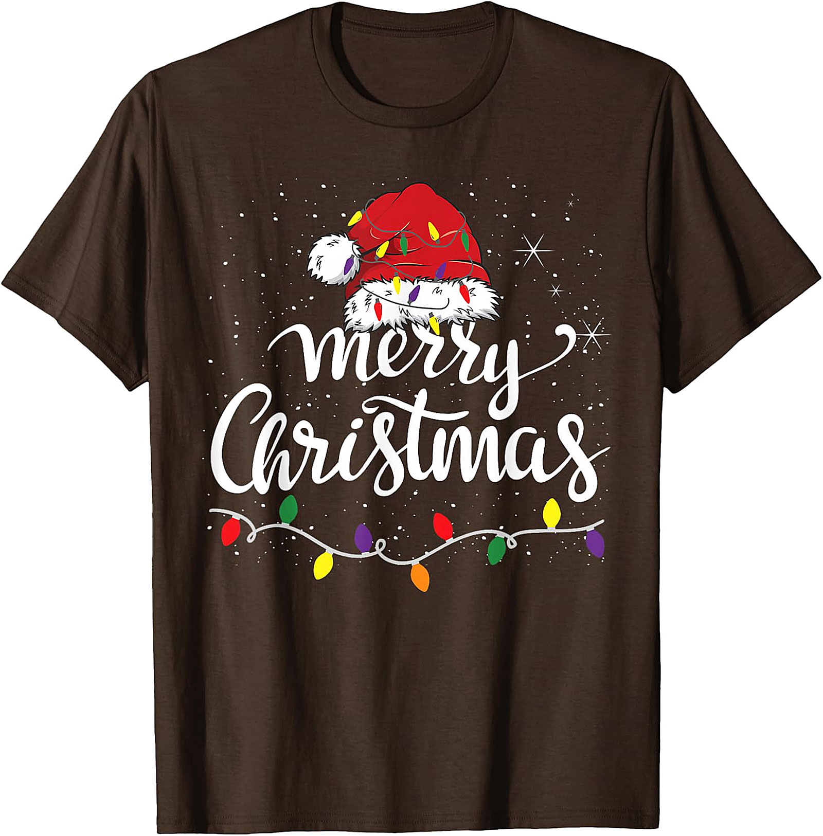 Festive Merry Christmas Santa Hat & Lights Apparel | Holiday Tee