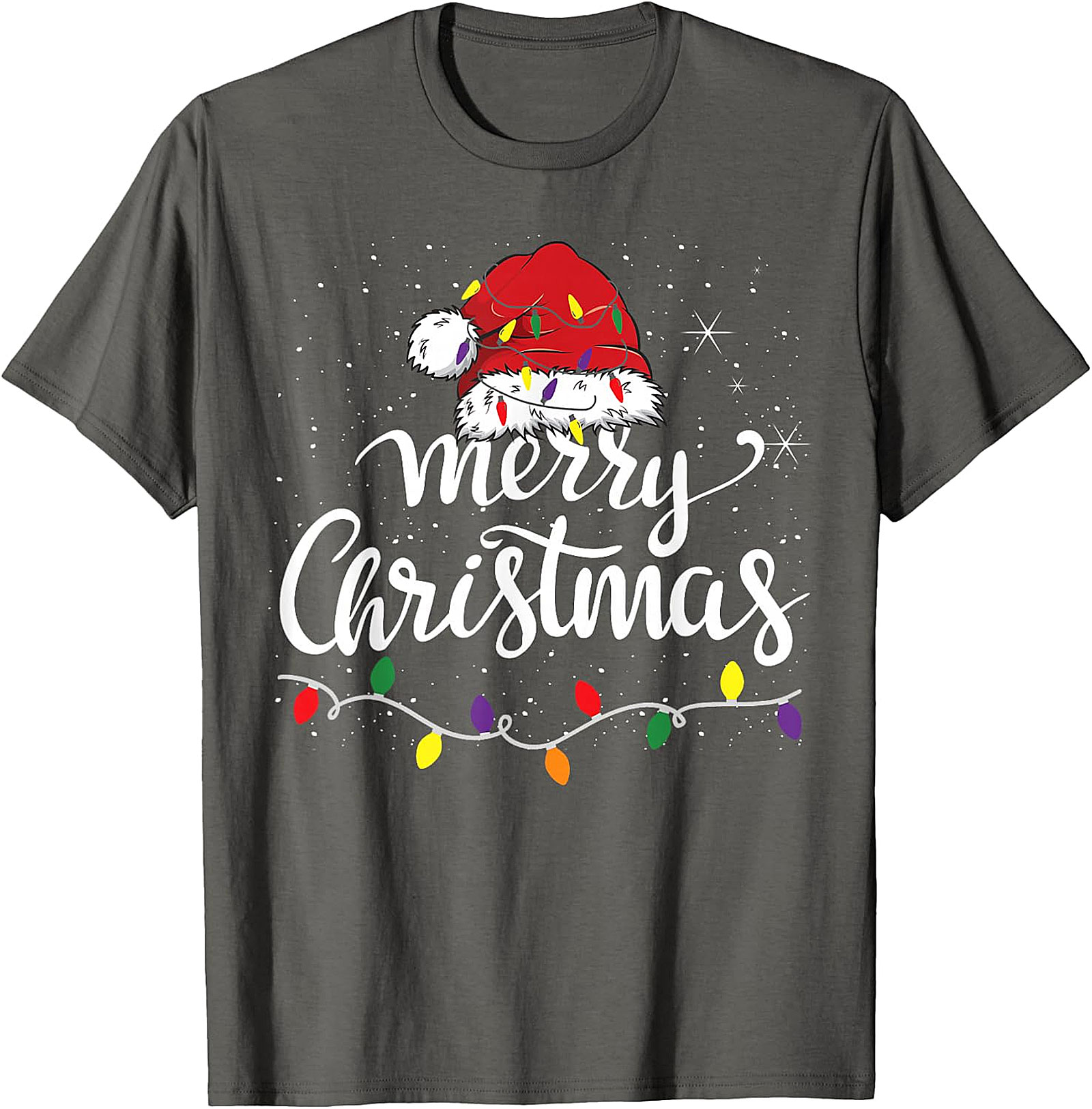 Festive Merry Christmas Santa Hat & Lights Apparel | Holiday Tee