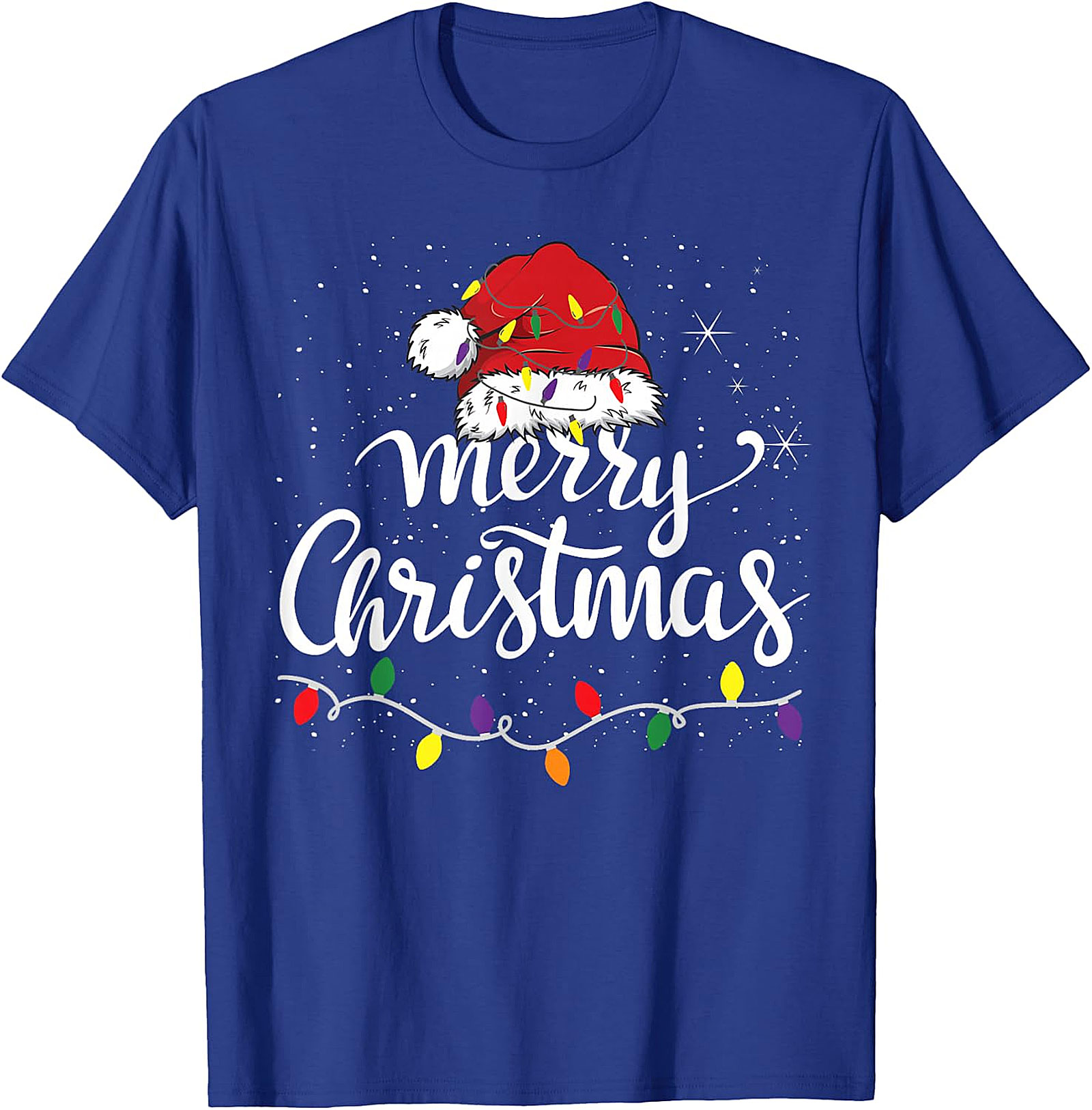 Festive Merry Christmas Santa Hat & Lights Apparel | Holiday Tee