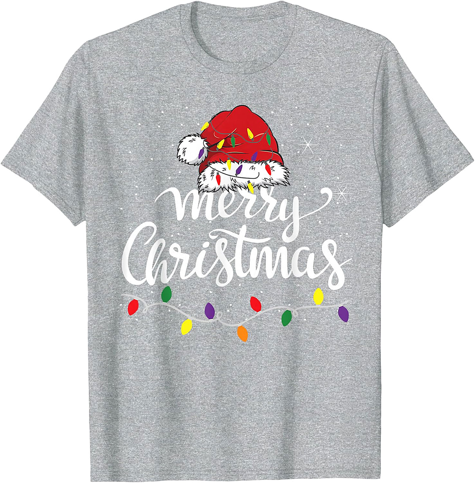Festive Merry Christmas Santa Hat & Lights Apparel | Holiday Tee