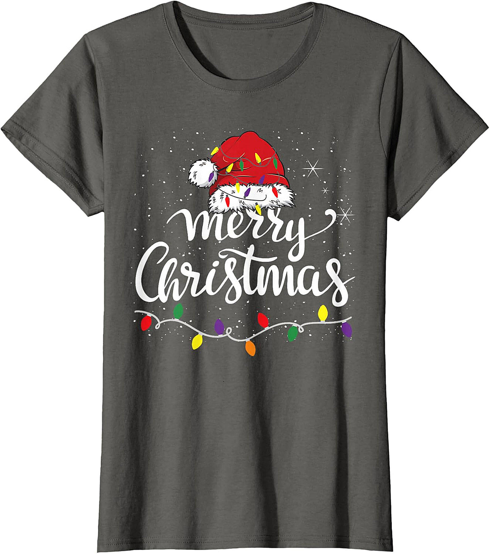 Festive Merry Christmas Santa Hat & Lights Apparel | Holiday Tee