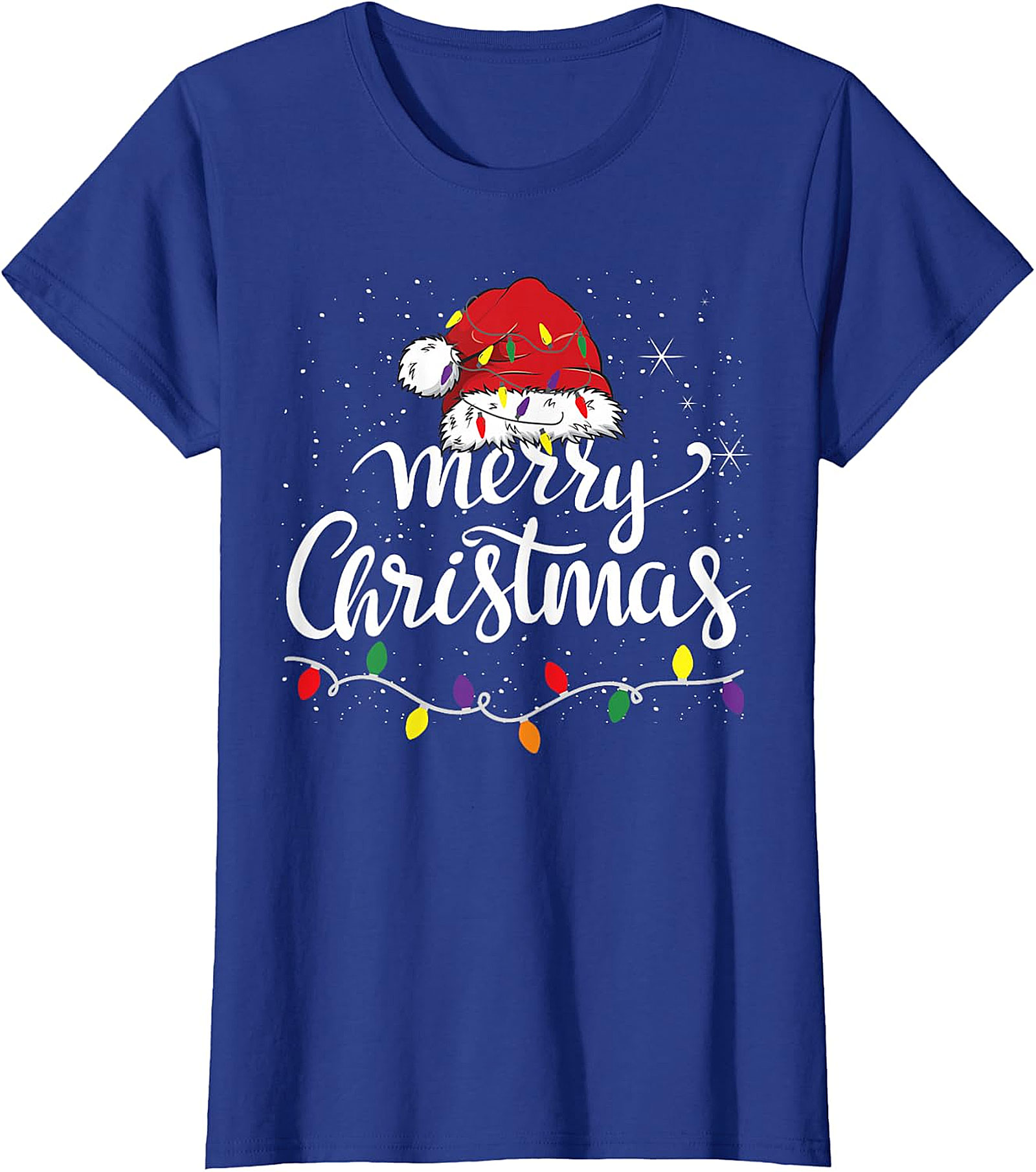 Festive Merry Christmas Santa Hat & Lights Apparel | Holiday Tee