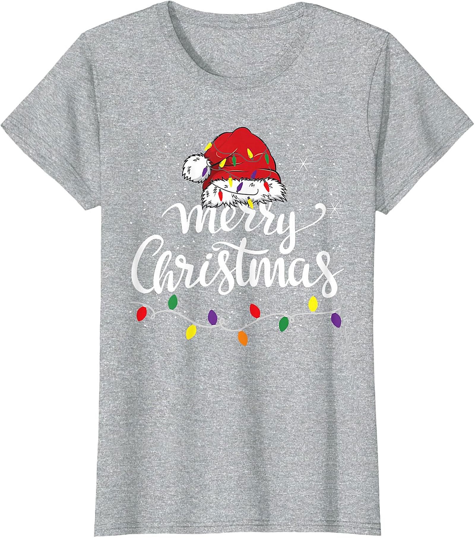 Festive Merry Christmas Santa Hat & Lights Apparel | Holiday Tee