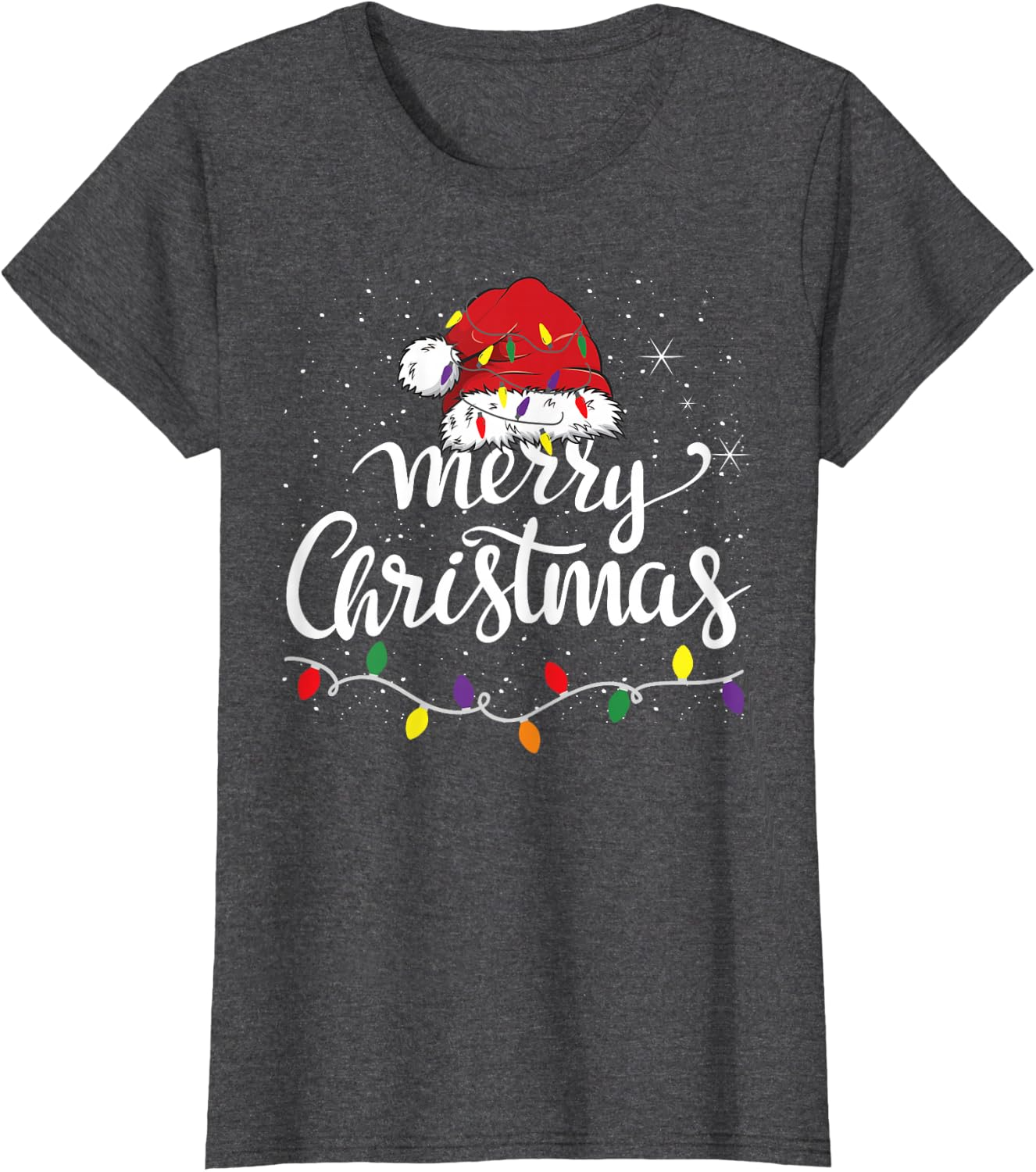 Festive Merry Christmas Santa Hat & Lights Apparel | Holiday Tee