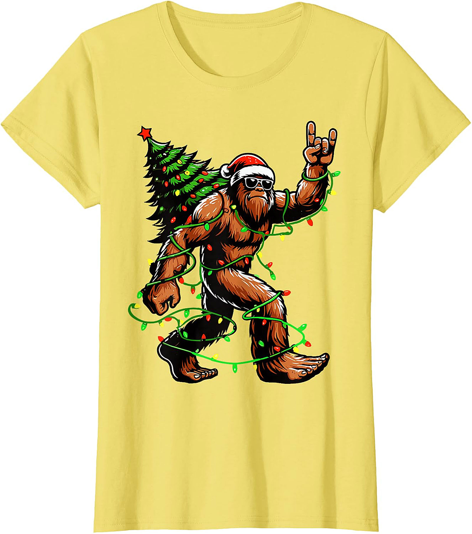 Bigfoot Rock & Roll Christmas T-Shirt | Sasquatch Holiday Tee