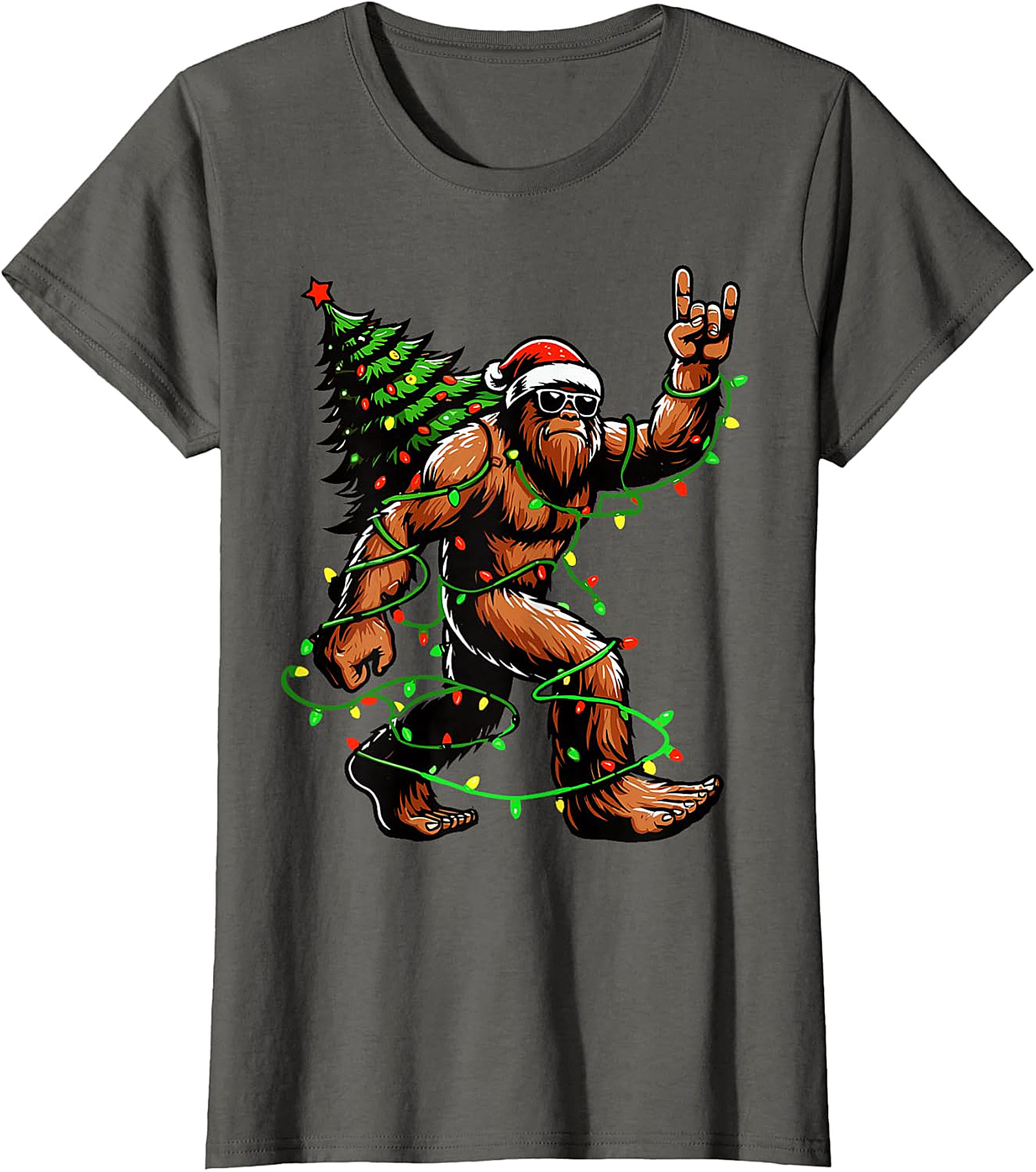  Bigfoot Rock & Roll Christmas T-Shirt | Sasquatch Holiday Tee