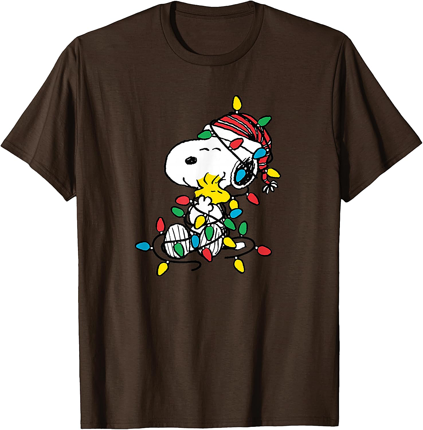  Snoopy Woodstock Christmas Lights T-Shirt Funny Holiday Tee