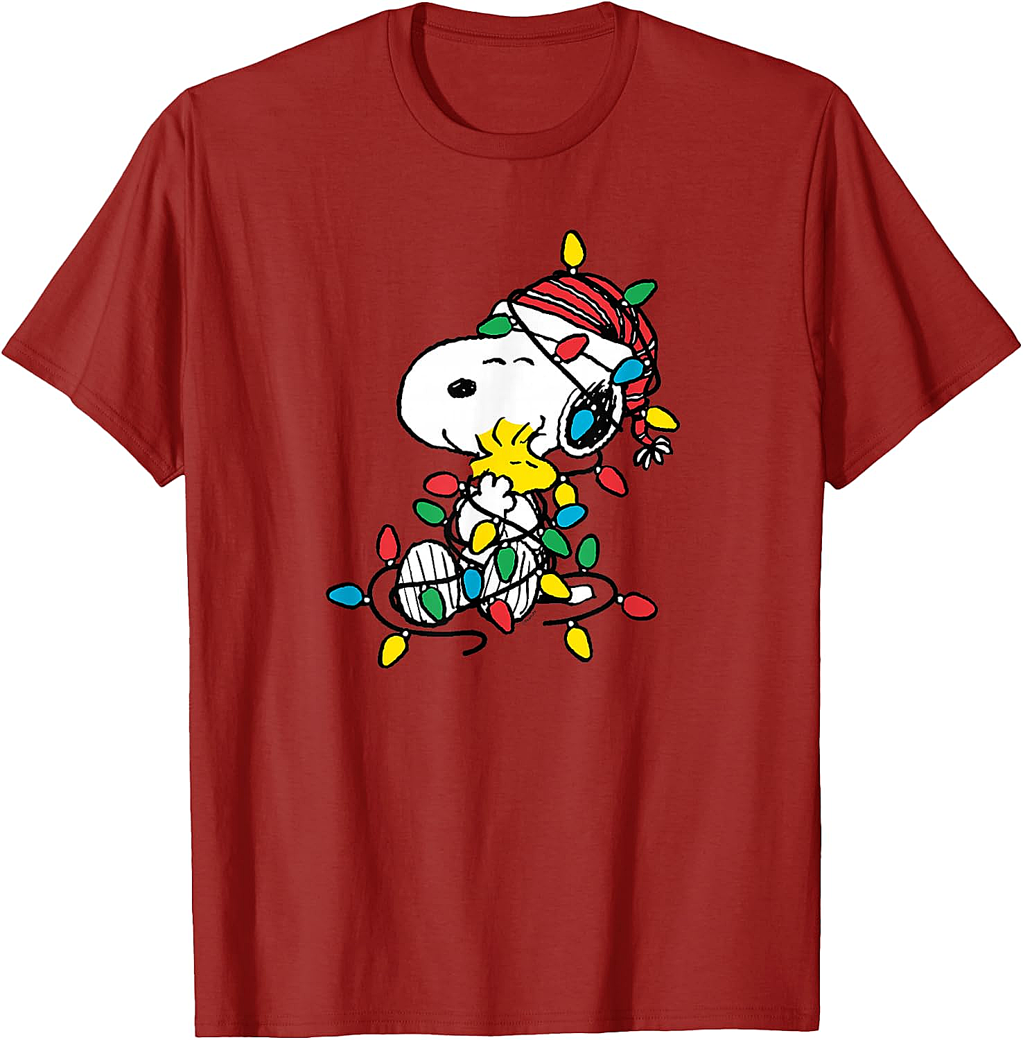 Snoopy Woodstock Christmas Lights T-Shirt Funny Holiday Tee