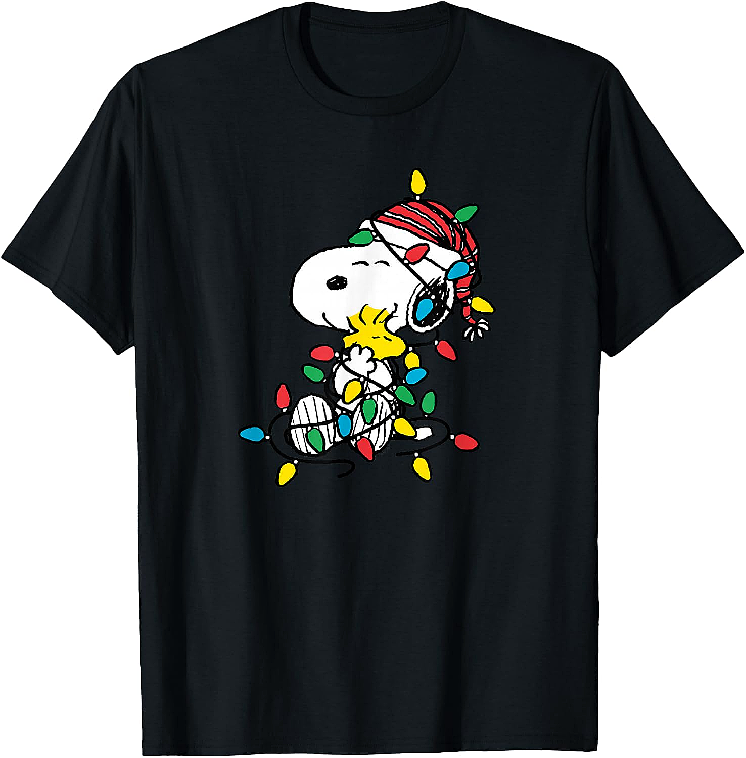Snoopy Woodstock Christmas Lights T-Shirt Funny Holiday Tee