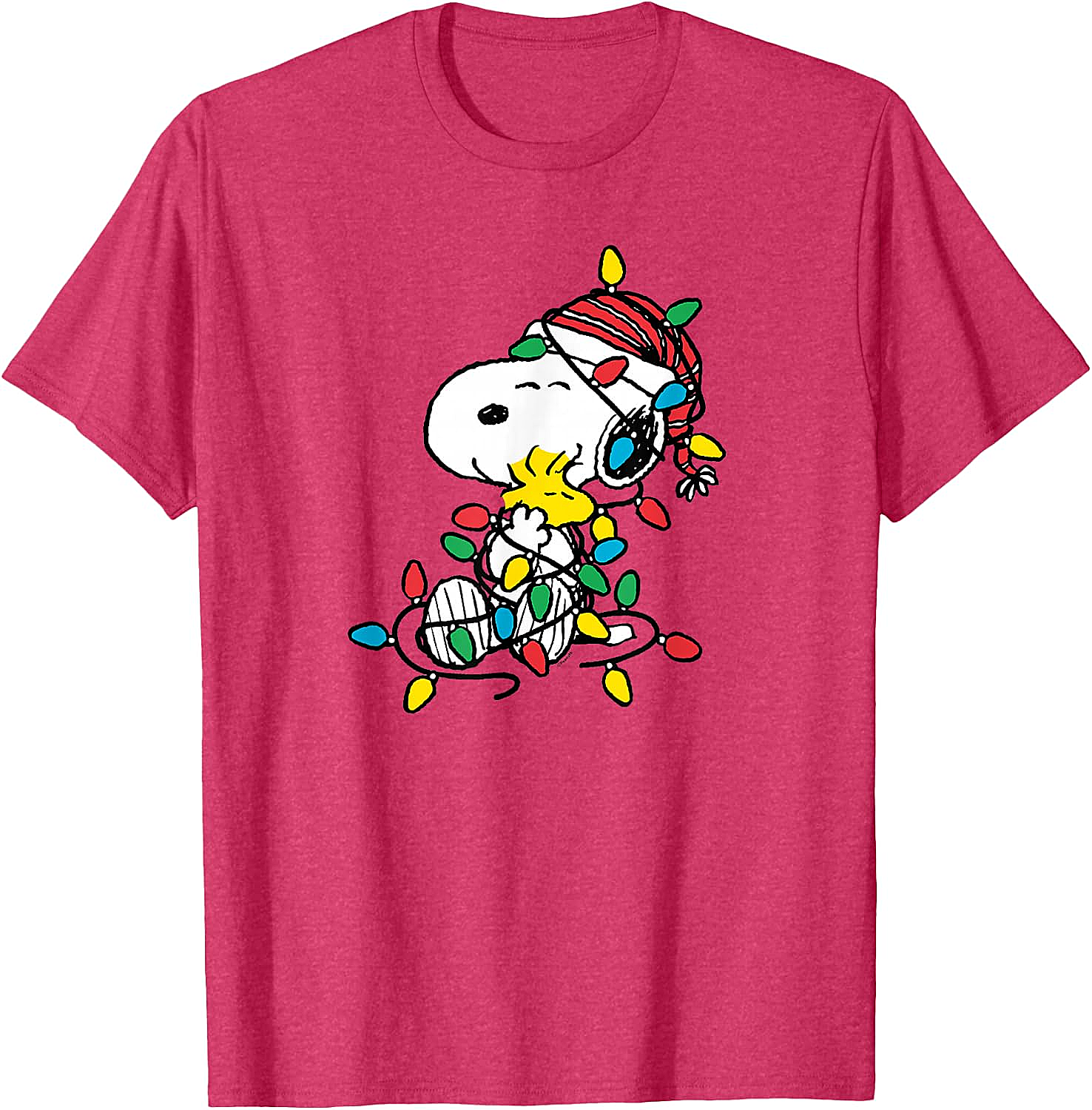  Snoopy Woodstock Christmas Lights T-Shirt Funny Holiday Tee