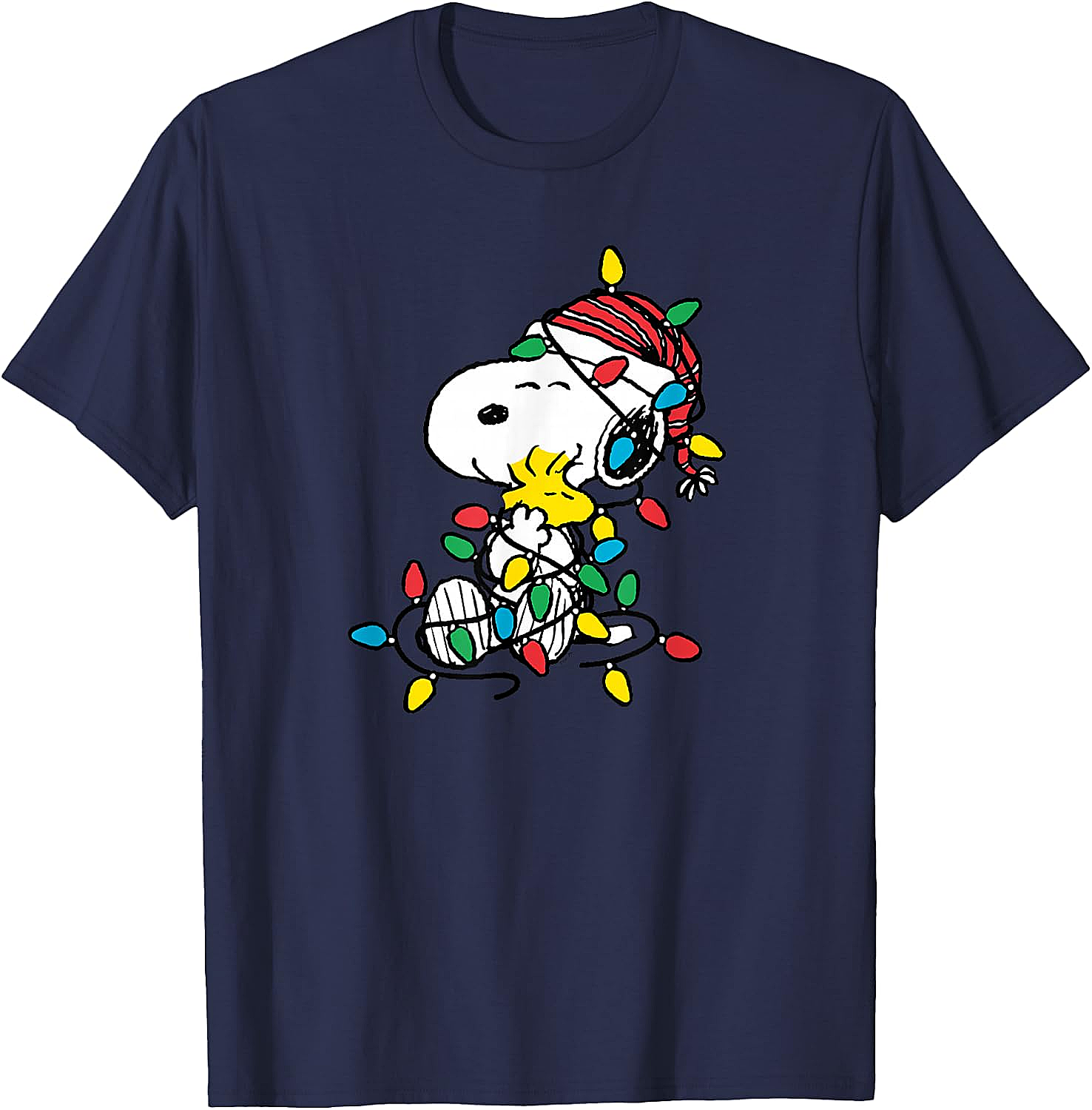  Snoopy Woodstock Christmas Lights T-Shirt Funny Holiday Tee