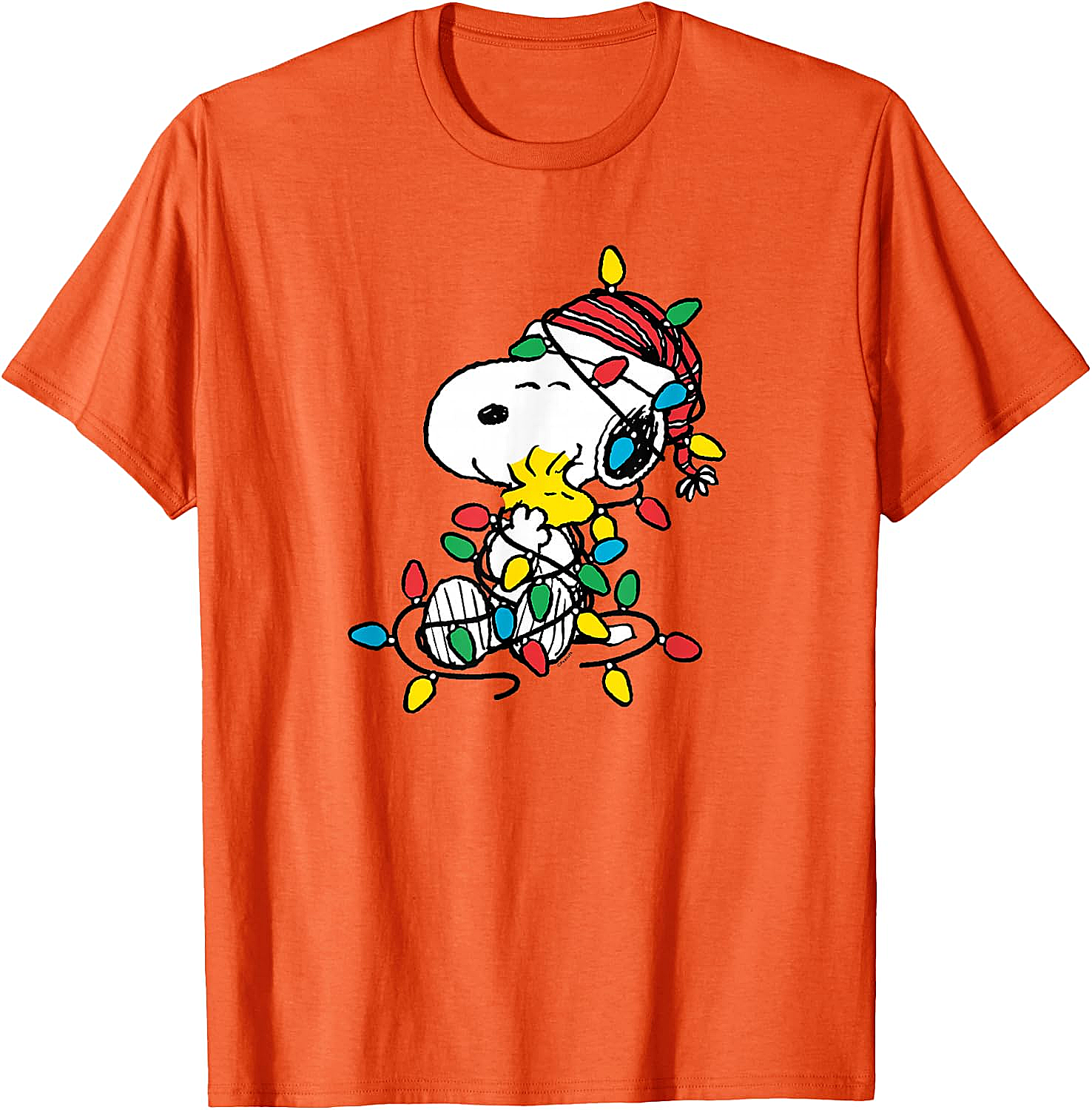  Snoopy Woodstock Christmas Lights T-Shirt Funny Holiday Tee
