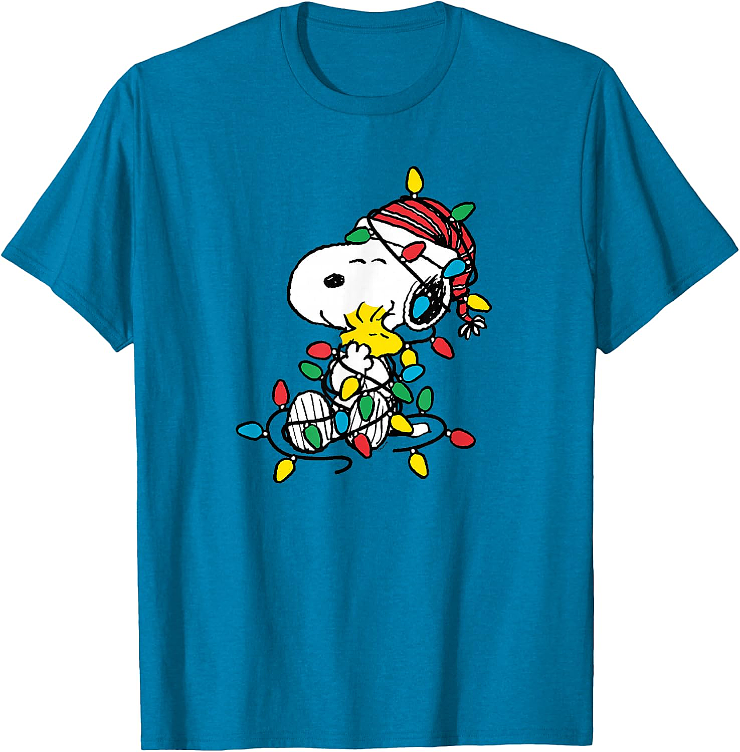  Snoopy Woodstock Christmas Lights T-Shirt Funny Holiday Tee