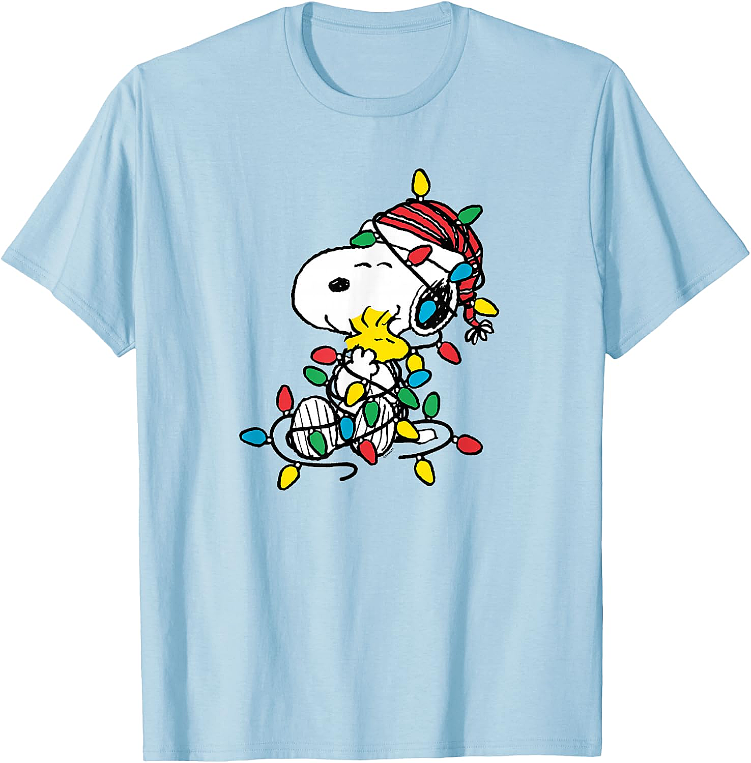  Snoopy Woodstock Christmas Lights T-Shirt Funny Holiday Tee