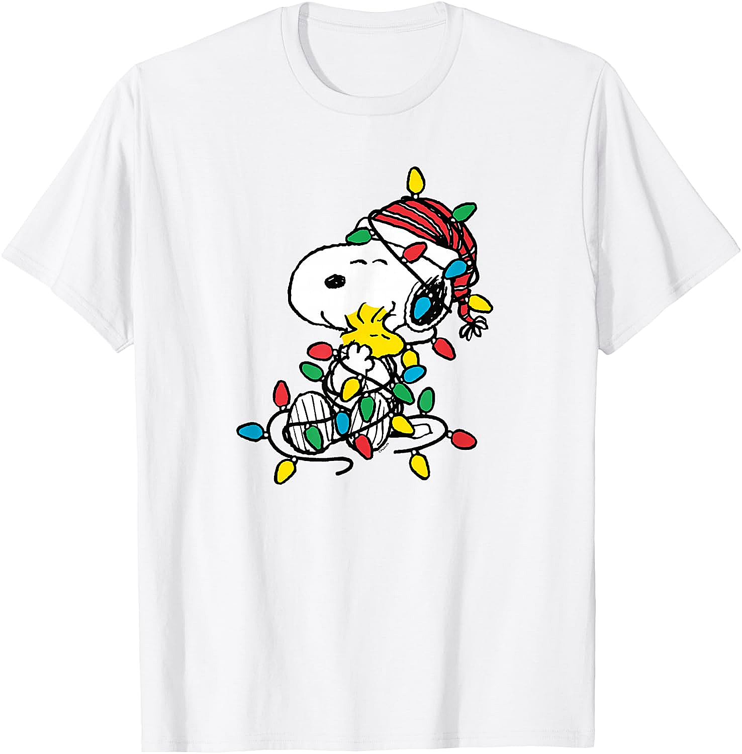  Snoopy Woodstock Christmas Lights T-Shirt Funny Holiday Tee