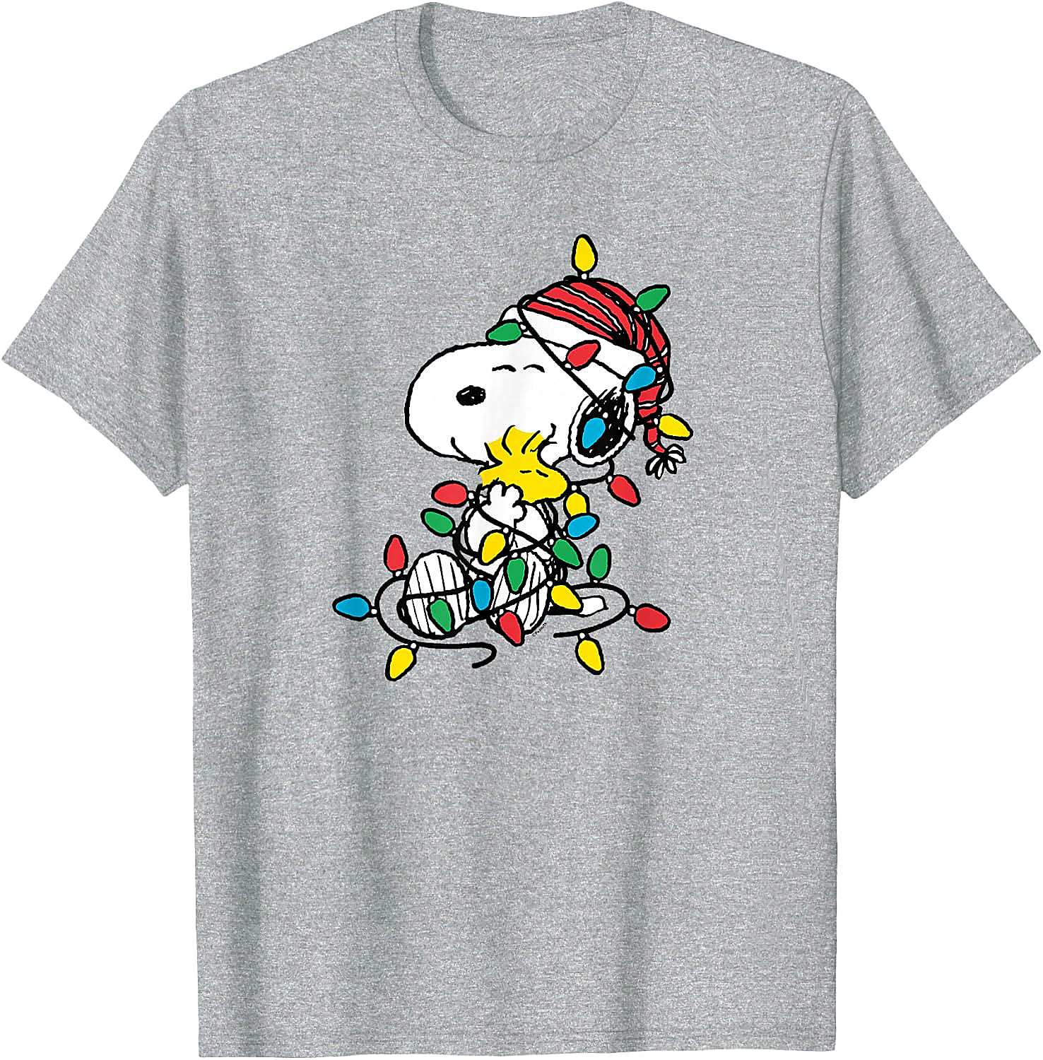  Snoopy Woodstock Christmas Lights T-Shirt Funny Holiday Tee