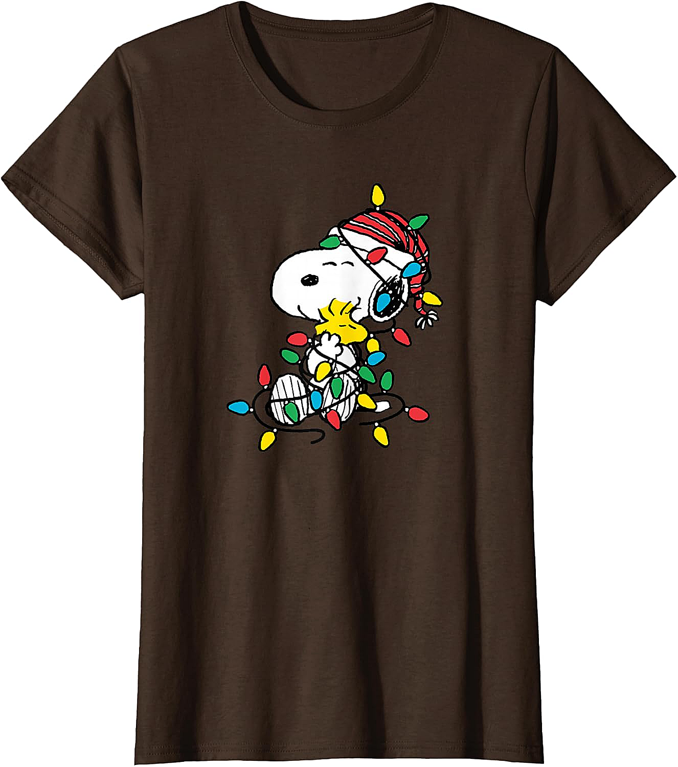  Snoopy Woodstock Christmas Lights T-Shirt Funny Holiday Tee