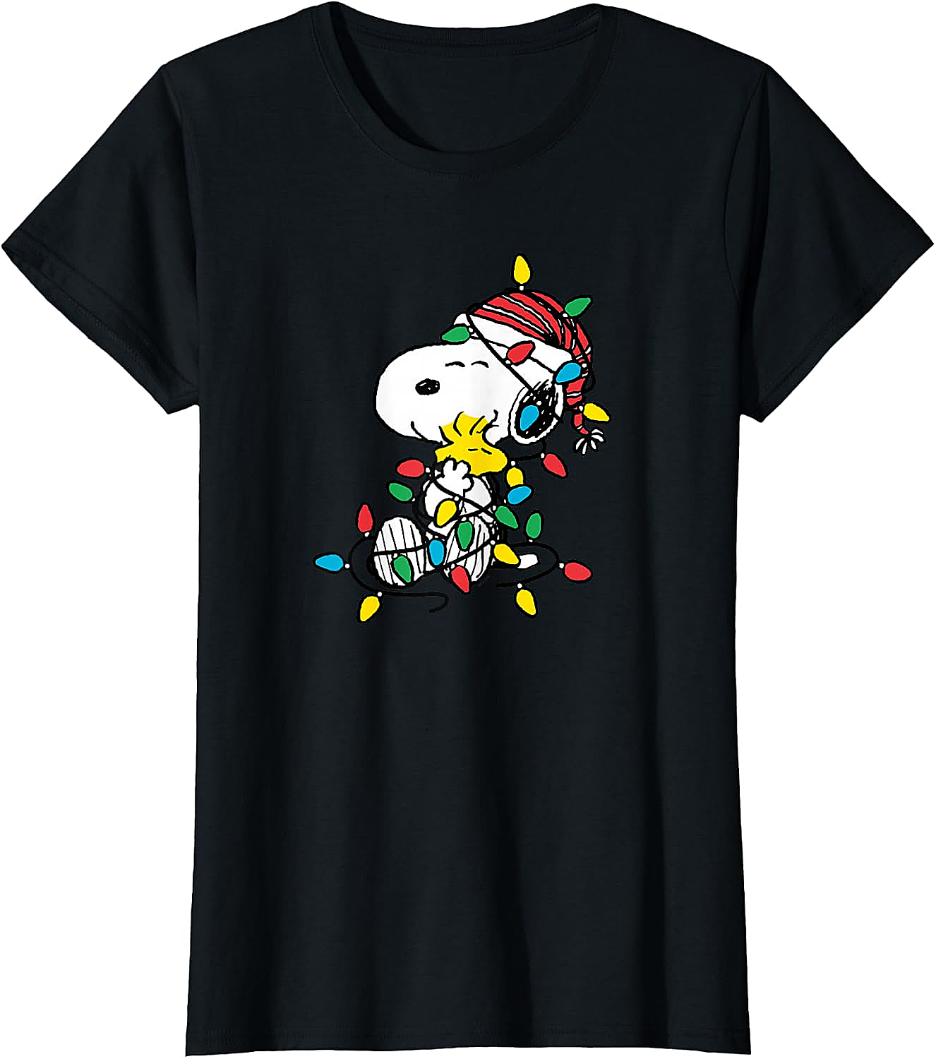  Snoopy Woodstock Christmas Lights T-Shirt Funny Holiday Tee