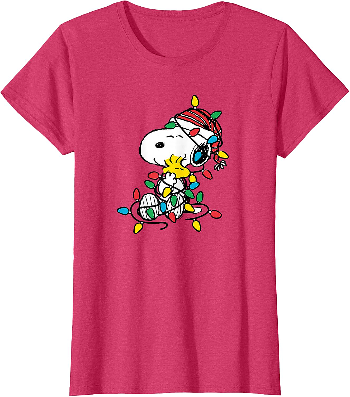  Snoopy Woodstock Christmas Lights T-Shirt Funny Holiday Tee