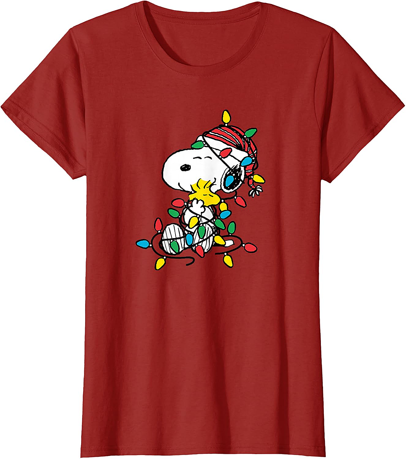  Snoopy Woodstock Christmas Lights T-Shirt Funny Holiday Tee