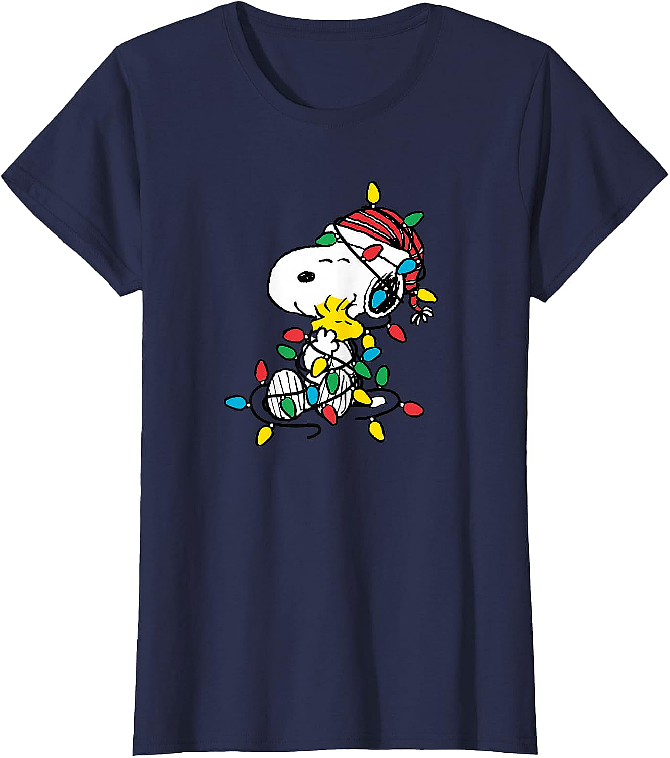 Snoopy Woodstock Christmas Lights T-Shirt Funny Holiday Tee
