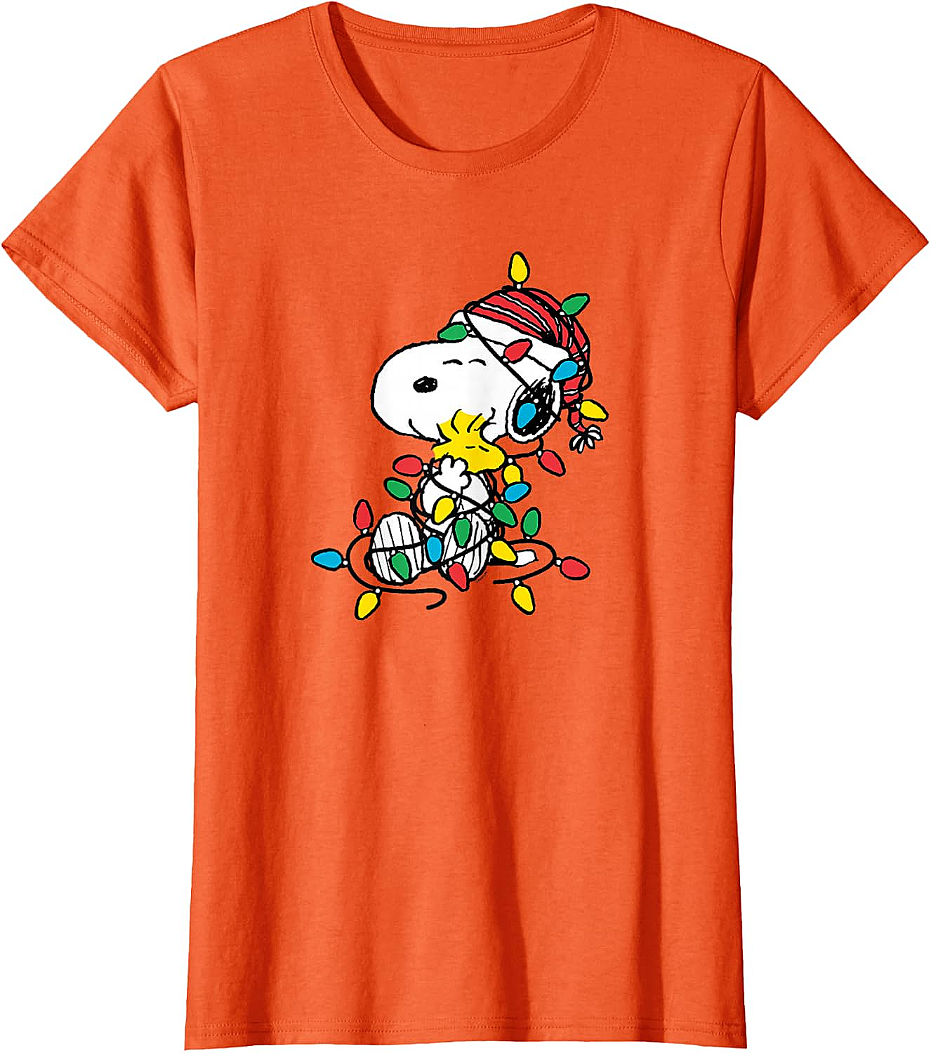  Snoopy Woodstock Christmas Lights T-Shirt Funny Holiday Tee