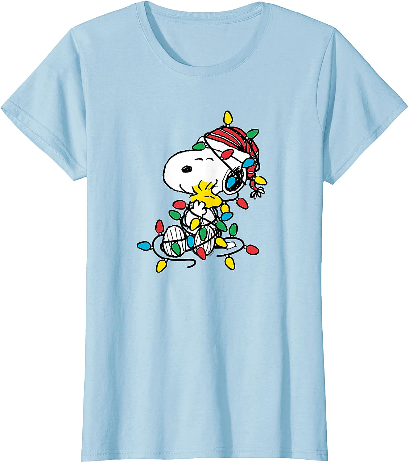  Snoopy Woodstock Christmas Lights T-Shirt Funny Holiday Tee