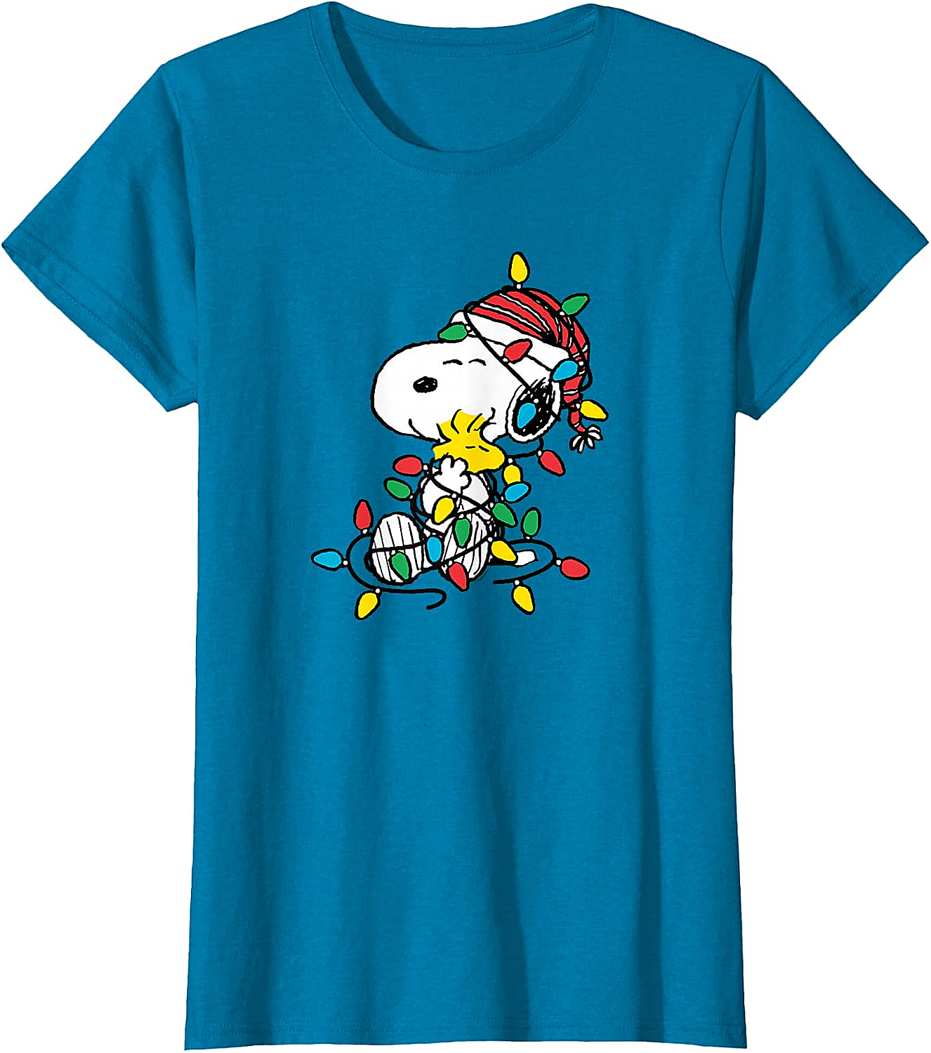  Snoopy Woodstock Christmas Lights T-Shirt Funny Holiday Tee