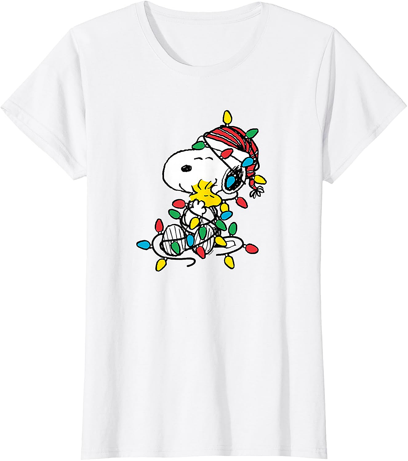  Snoopy Woodstock Christmas Lights T-Shirt Funny Holiday Tee