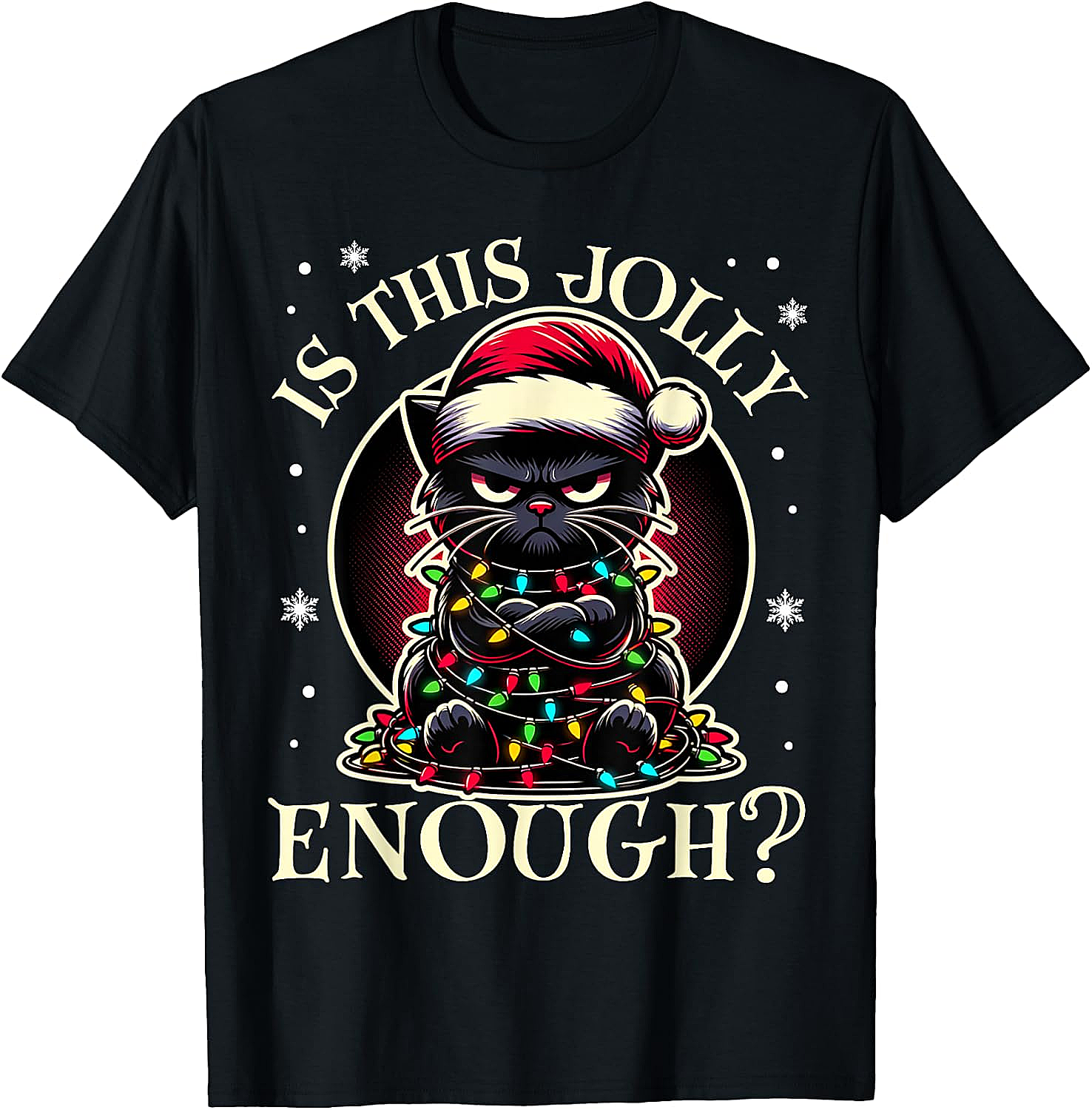 Is This Jolly Enough Cat Christmas T-Shirt Funny Tee