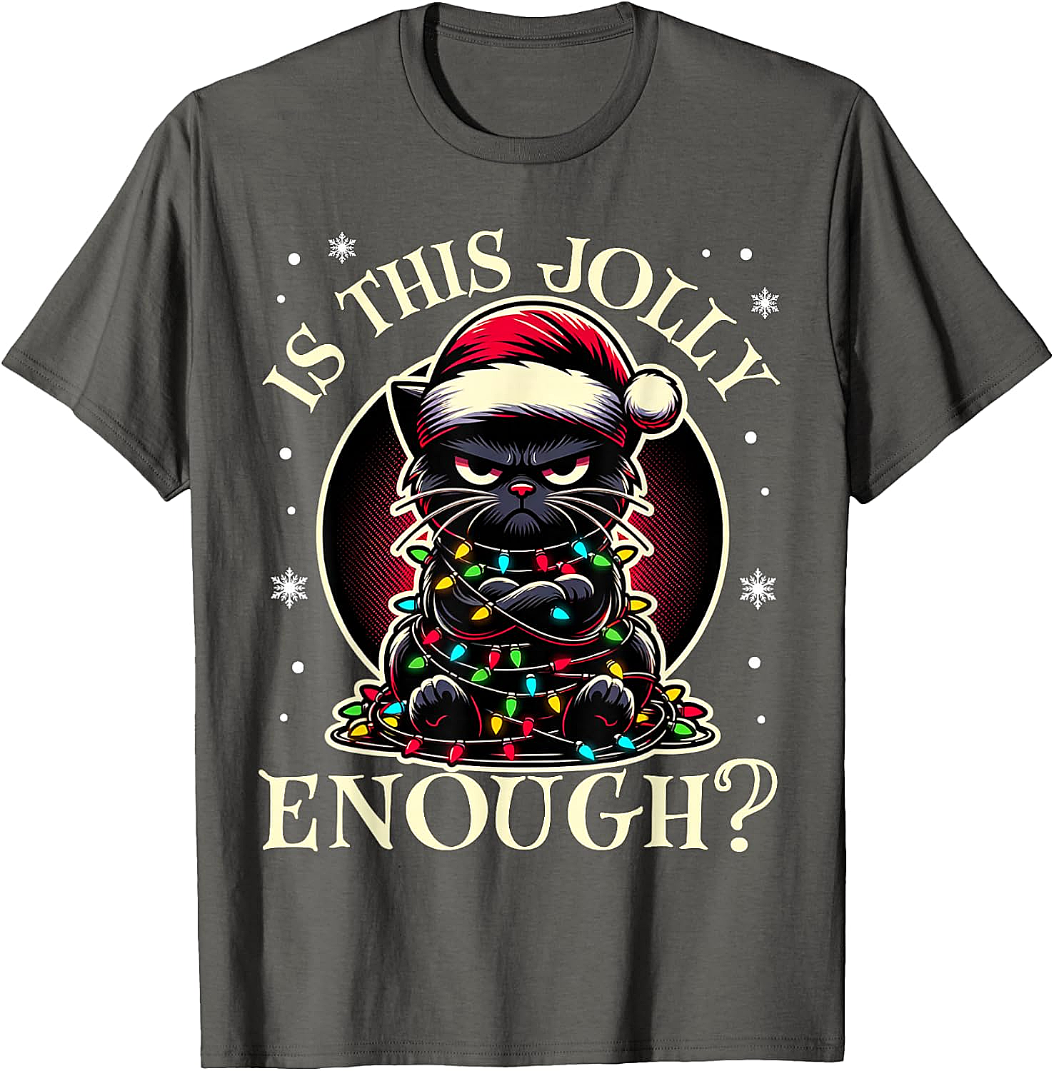  Is This Jolly Enough Cat Christmas T-Shirt Funny Tee