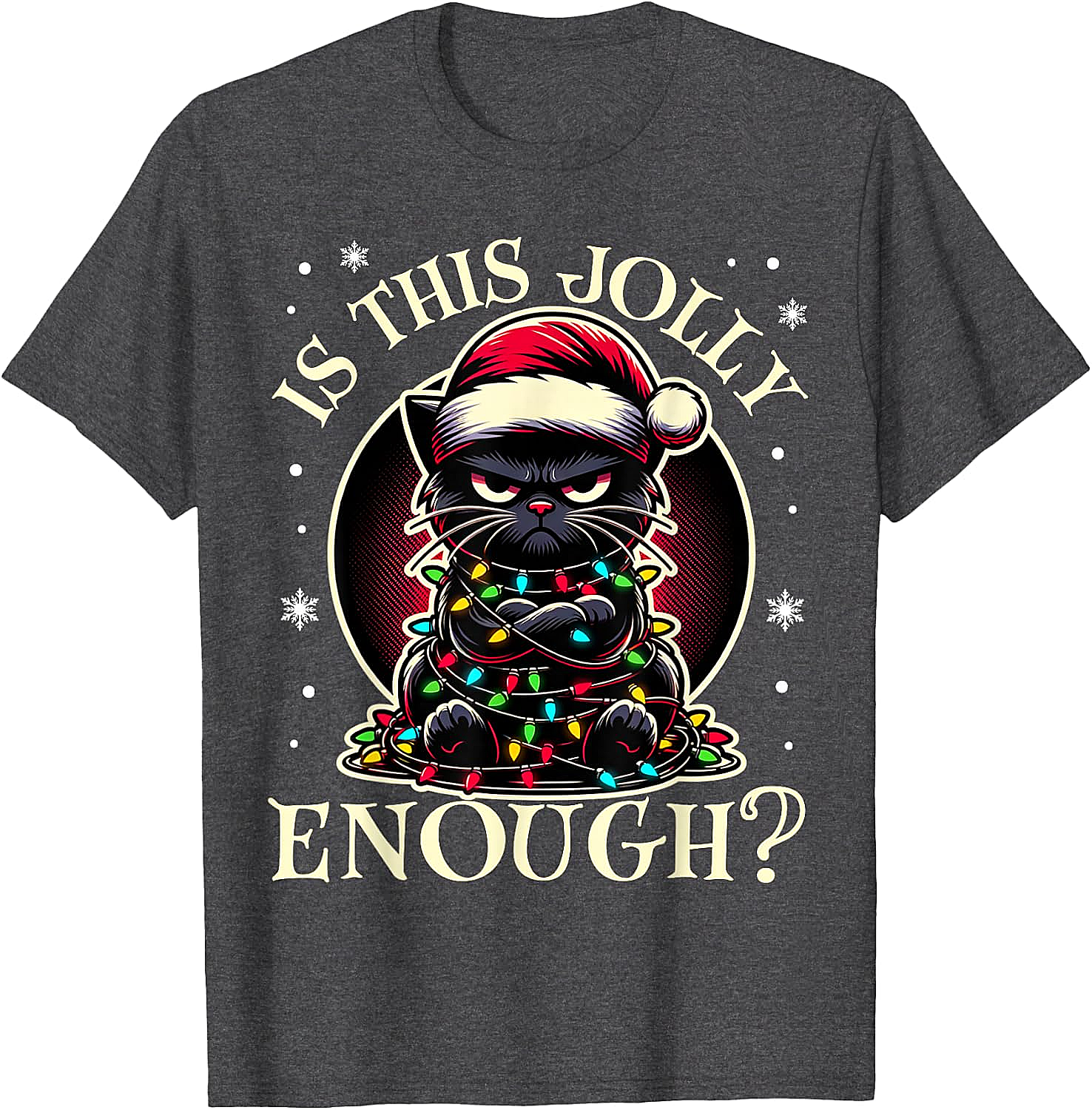  Is This Jolly Enough Cat Christmas T-Shirt Funny Tee