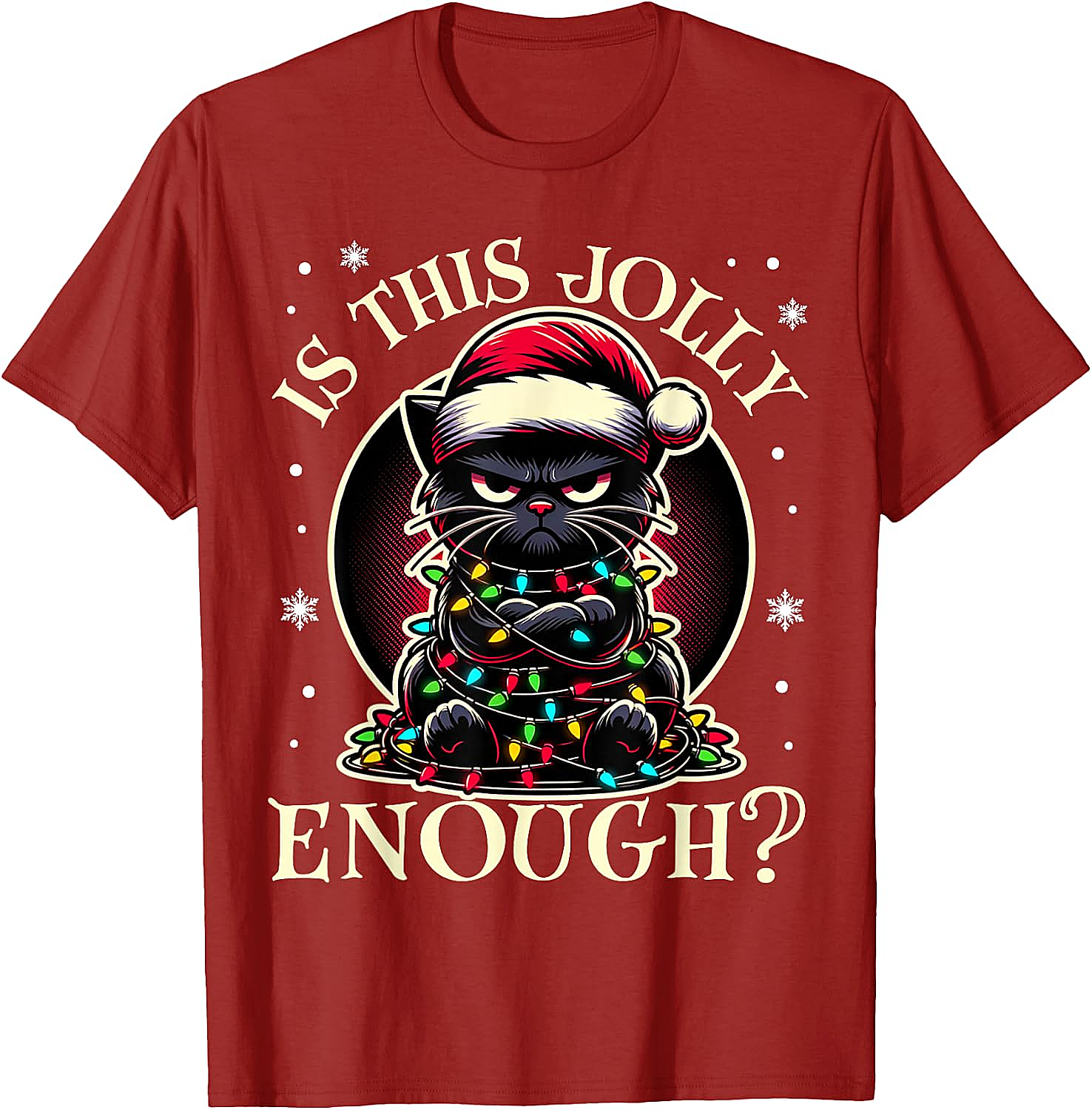  Is This Jolly Enough Cat Christmas T-Shirt Funny Tee