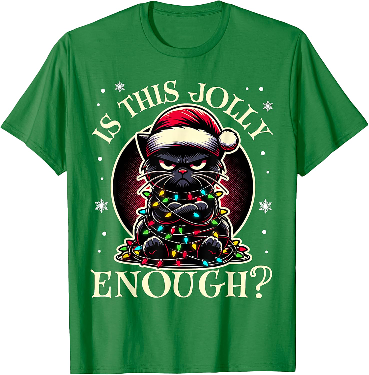  Is This Jolly Enough Cat Christmas T-Shirt Funny Tee
