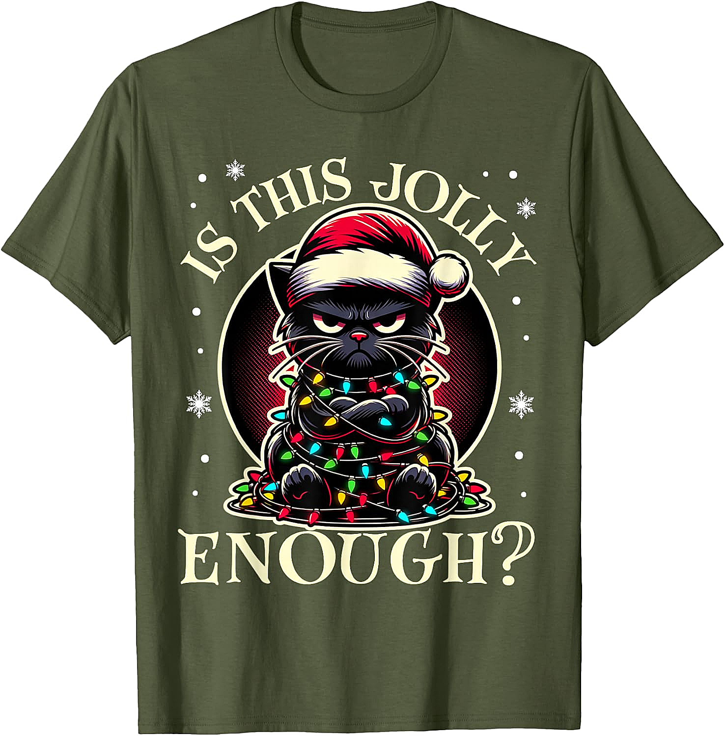 Is This Jolly Enough Cat Christmas T-Shirt Funny Tee