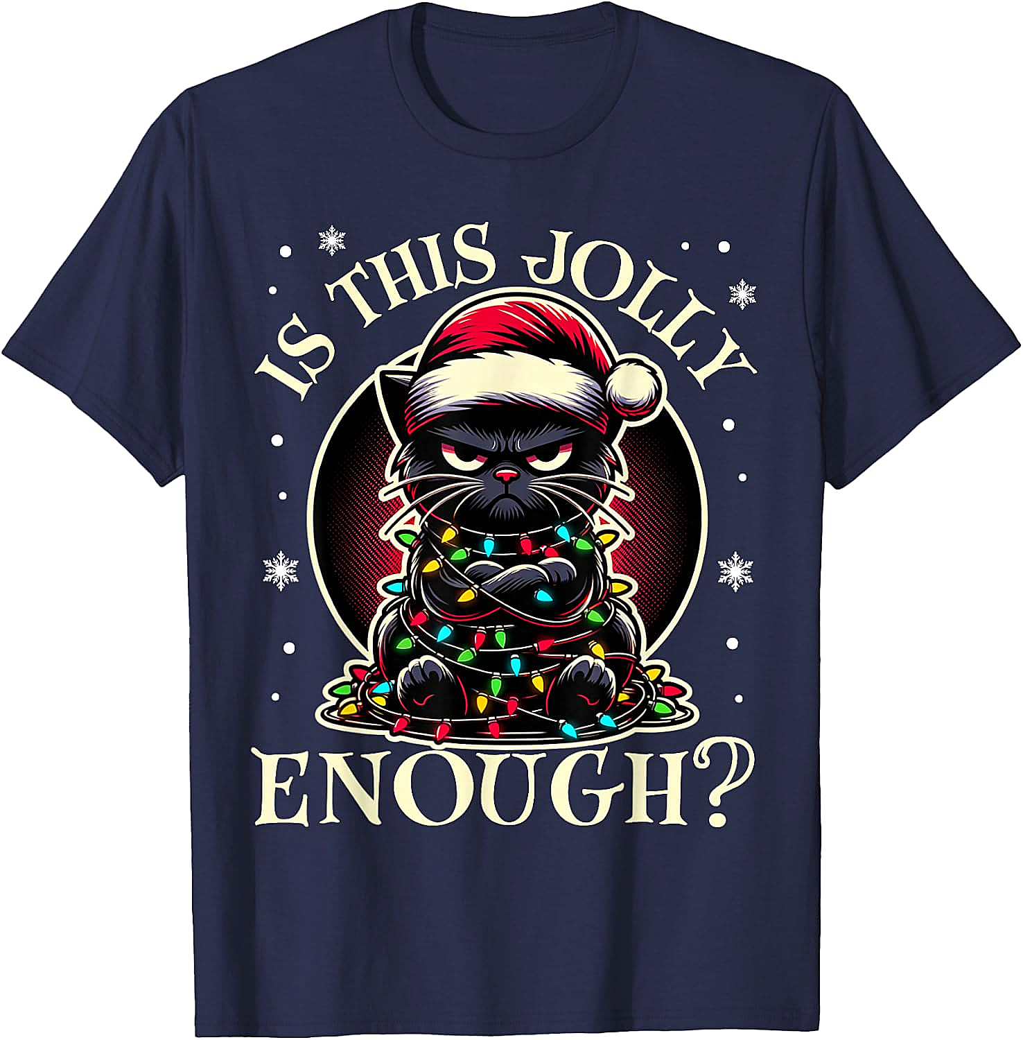  Is This Jolly Enough Cat Christmas T-Shirt Funny Tee