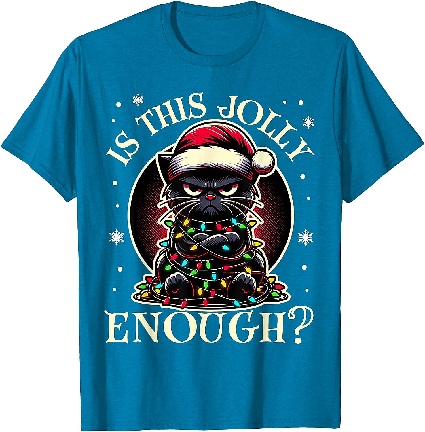  Is This Jolly Enough Cat Christmas T-Shirt Funny Tee