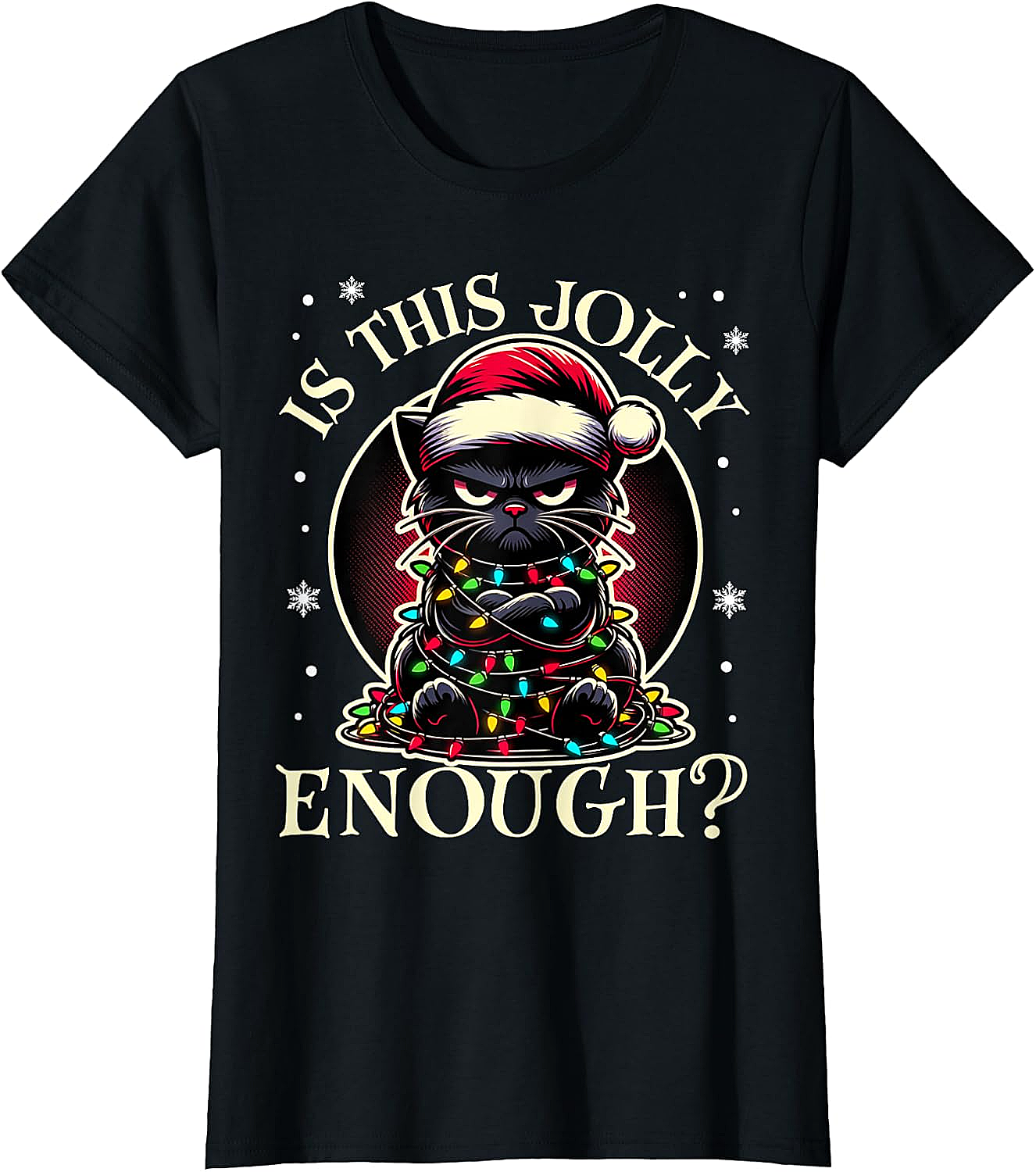 Is This Jolly Enough Cat Christmas T-Shirt Funny Tee