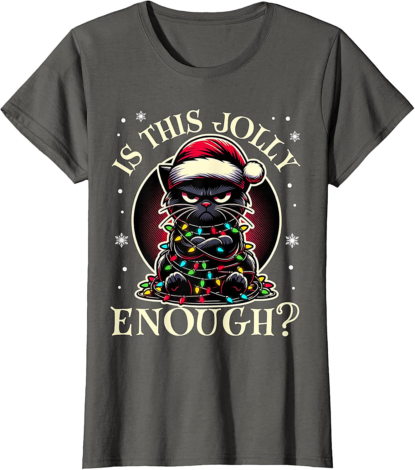  Is This Jolly Enough Cat Christmas T-Shirt Funny Tee