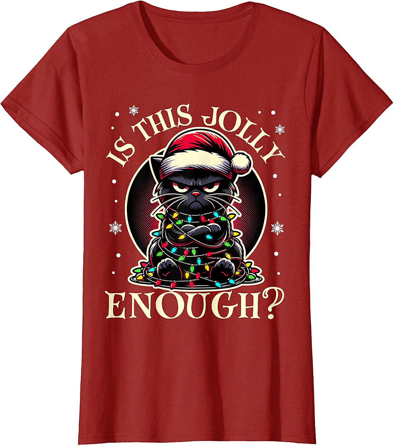  Is This Jolly Enough Cat Christmas T-Shirt Funny Tee