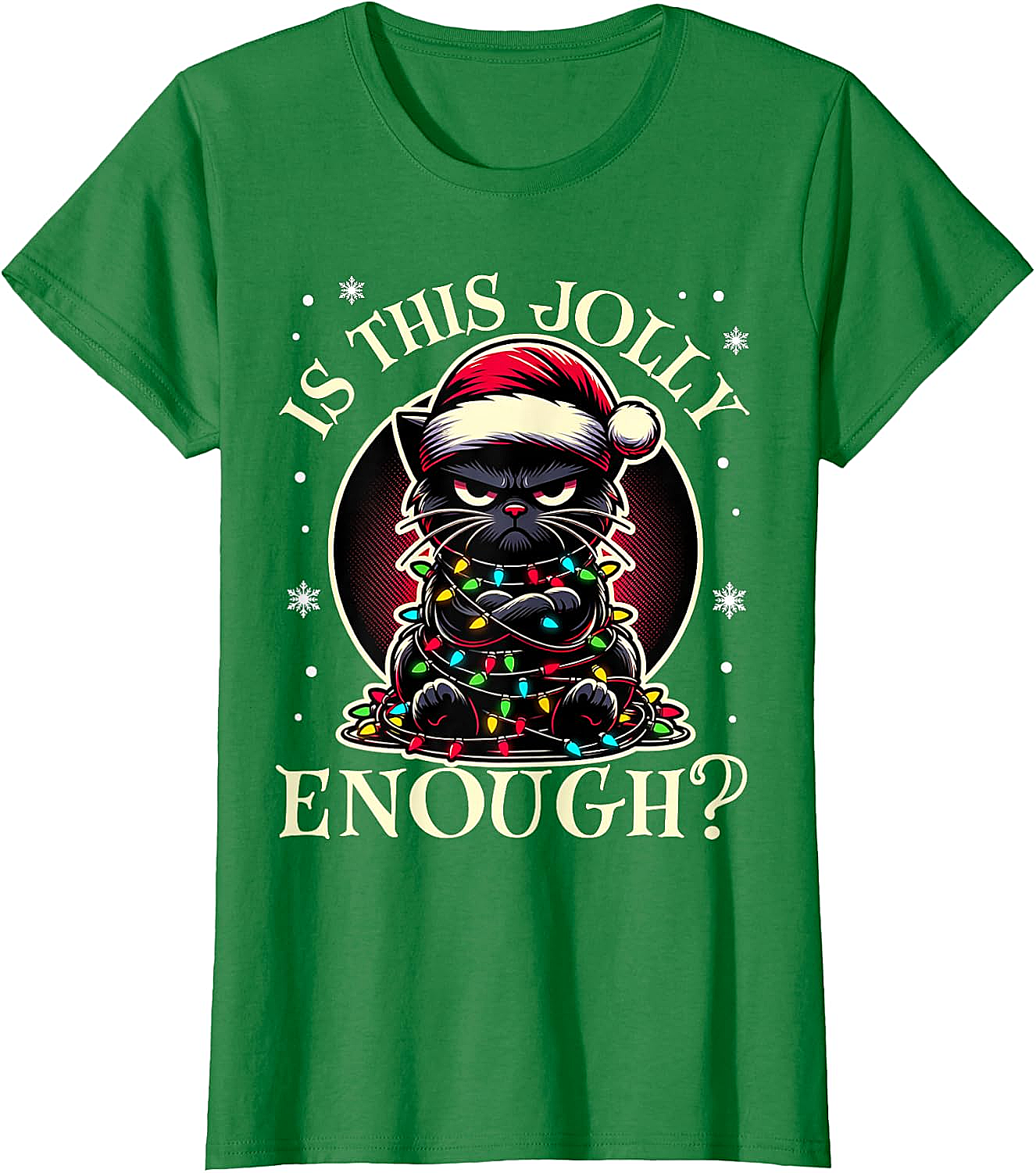  Is This Jolly Enough Cat Christmas T-Shirt Funny Tee