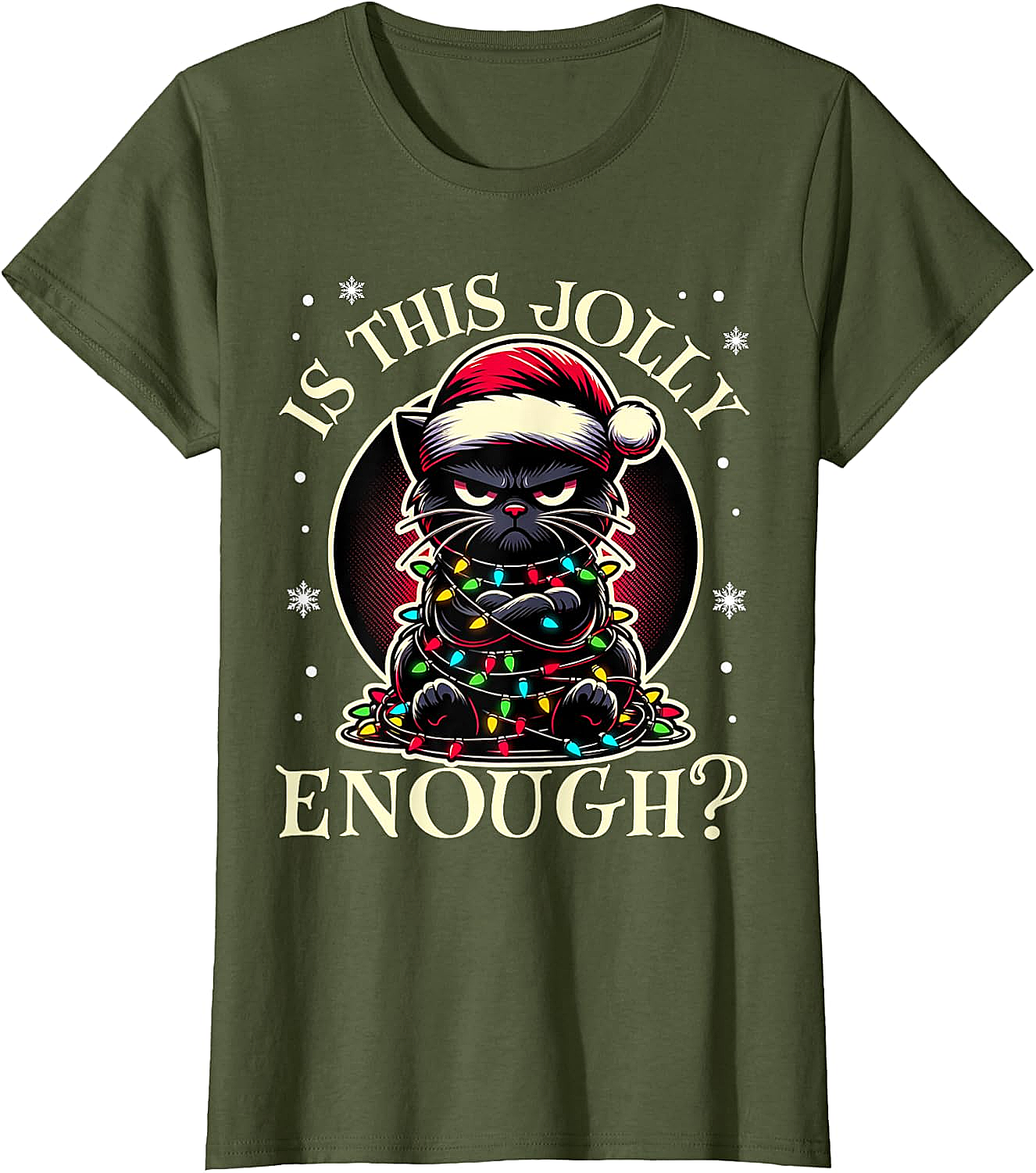  Is This Jolly Enough Cat Christmas T-Shirt Funny Tee