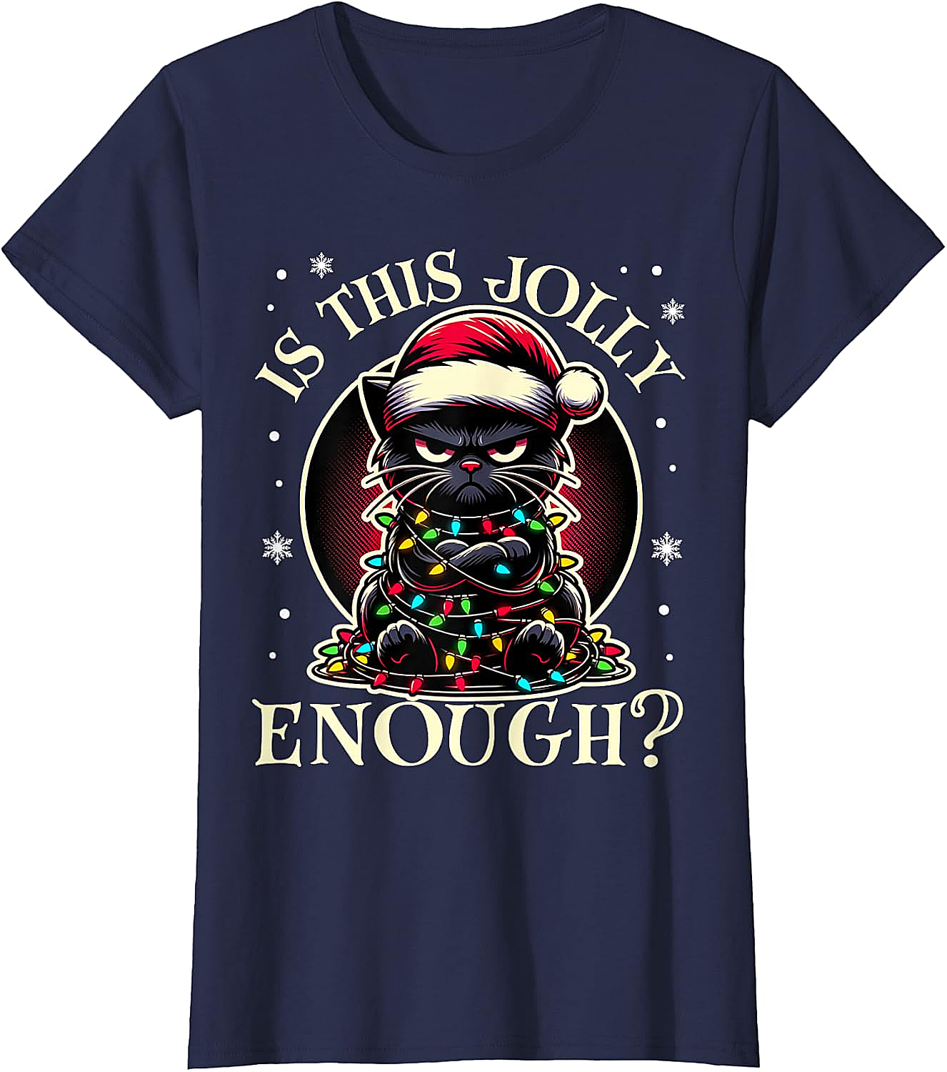  Is This Jolly Enough Cat Christmas T-Shirt Funny Tee